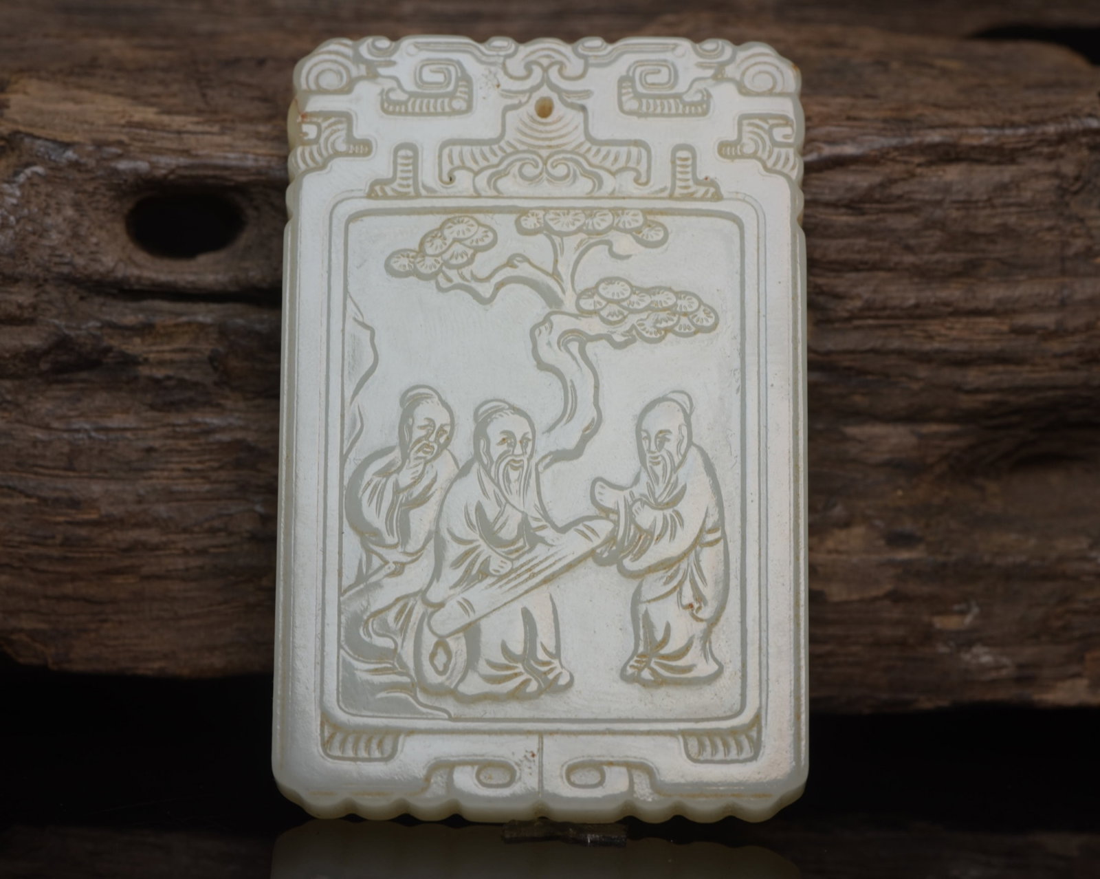 An Exquisite White Jade Character and Story Pattern Pendant,with poem: An Exquisite White Jade Character and Story Pattern Pendant,with poem,Qing Dynasty,China,Size:2.7inx1.8inx0.3in,Weight:71g