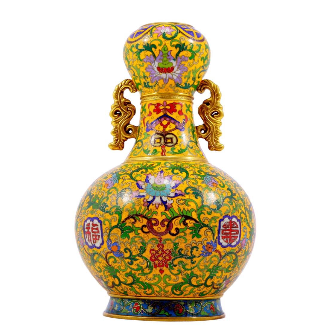 An Exquisite Cloisonne 'Scrolling Lotus' Vase (1 of 8)