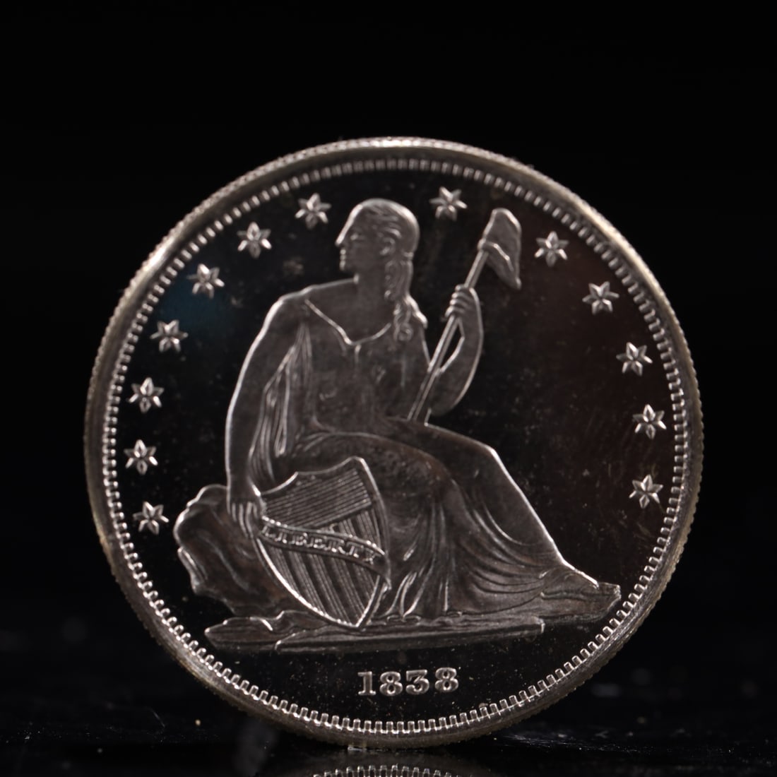 USA One Dollar 1858 Coin: American coin. IN GOD WE TRUST / LIBERTY / 1858 / UNITED STATES OF AMERICA / ONE DOL. Weight:26.9g.