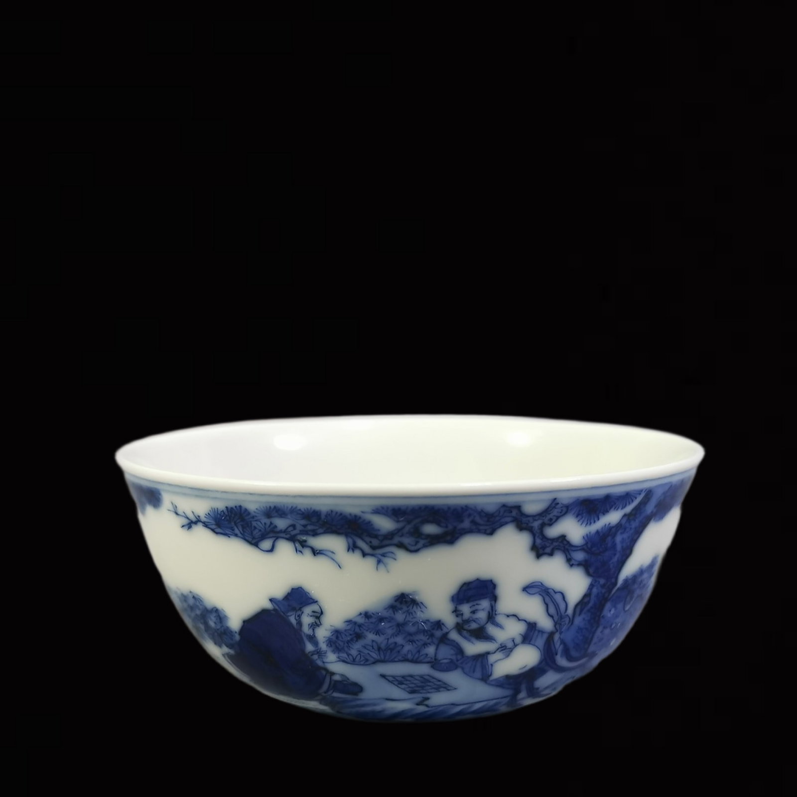 A Exquisite Blue and White Figure and Story Pattern Cup: A Exquisite Blue and White Figure and Story Pattern Cup,Qing Dynasty, China,Kangxi Six-character Mark,Size:1.5inx3.4in