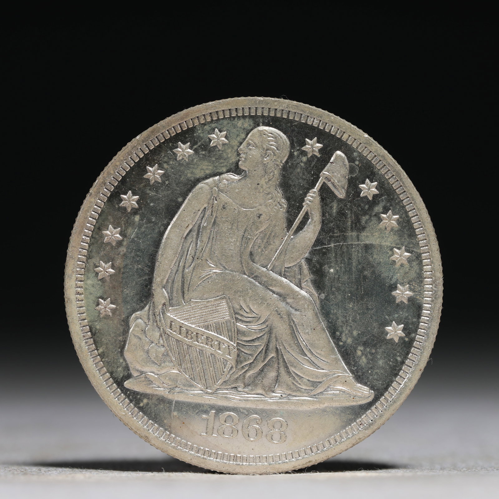 USA One Dollar 1868 Coin: American coin. IN GOD WE TRUST / LIBERTY / 1868 / UNITED STATES OF AMERICA / ONE DOL. Weight:26.9g.