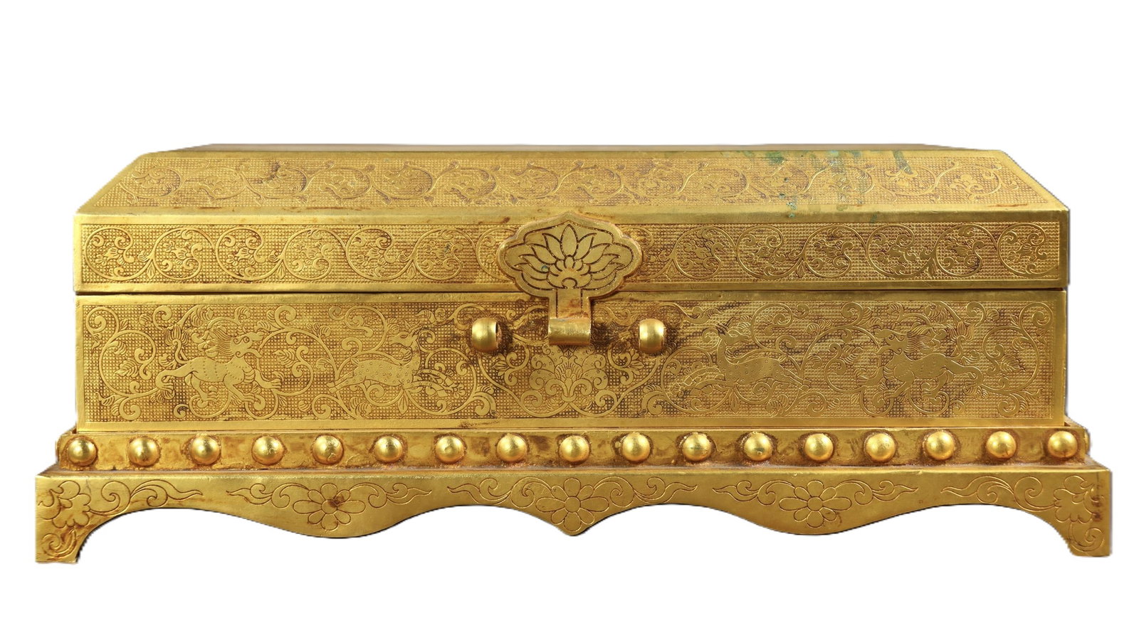 An Exquisite Gilt Bronze Auspicious Beast Pattern Box,With Scriptures - 2
