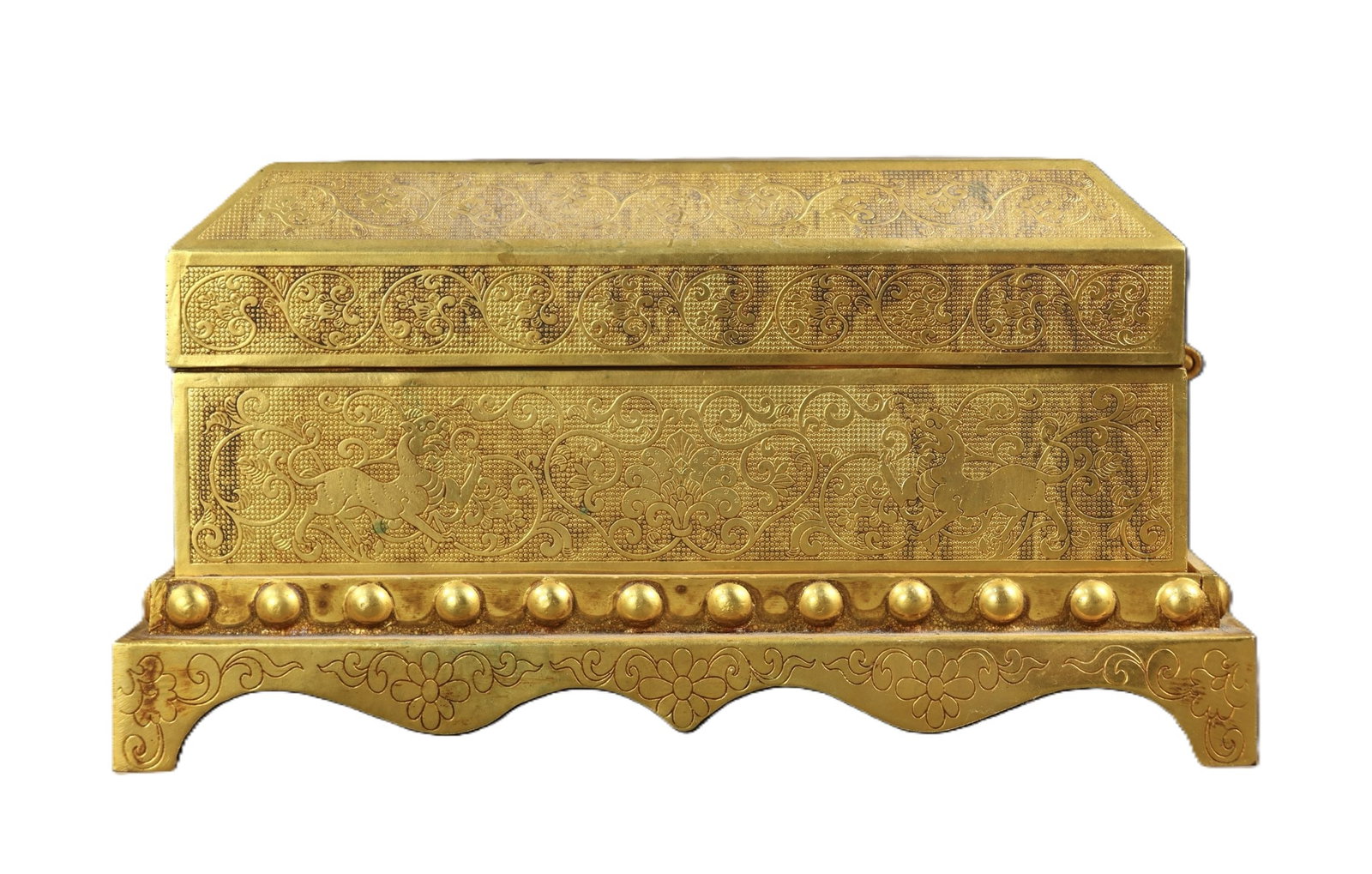 An Exquisite Gilt Bronze Auspicious Beast Pattern Box,With Scriptures - 3