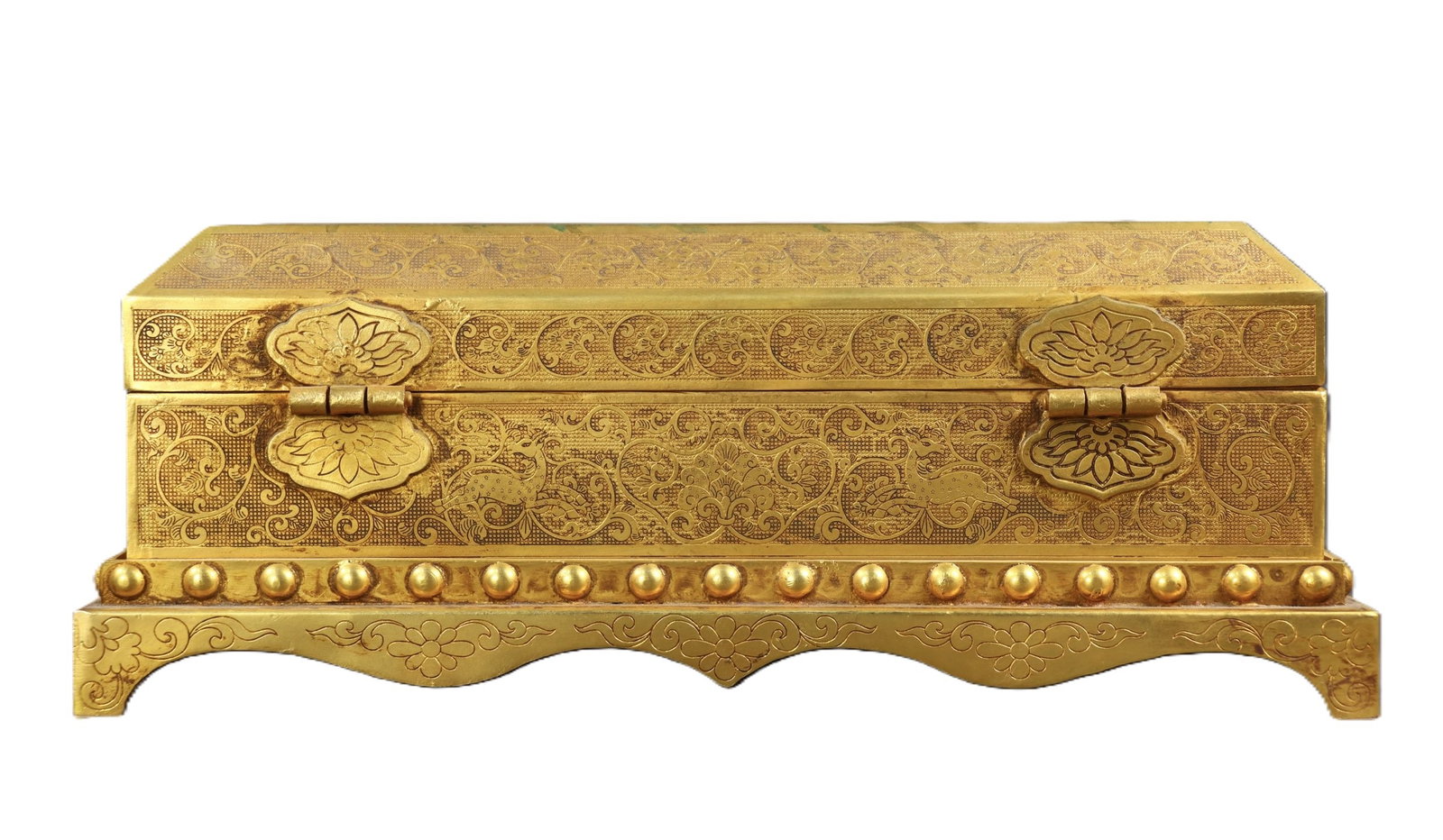An Exquisite Gilt Bronze Auspicious Beast Pattern Box,With Scriptures - 4