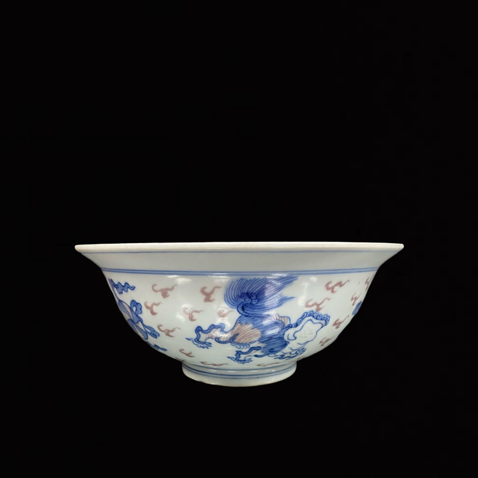 An Exquisite Blue and White Auspicious Beast Pattern Bowl: An Exquisite Blue and White Auspicious Beast Pattern Bowl,Qing Dynasty,China,Qianlong Six-Character Mark,Size:3.4inx7.9in