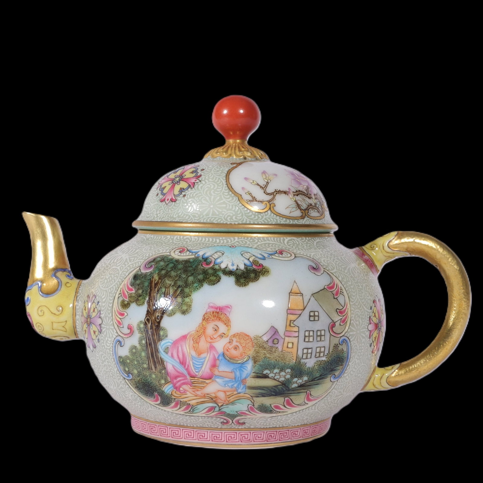 An Exquisite Enamel Character and Story Pattern Teapot (1 of 8)