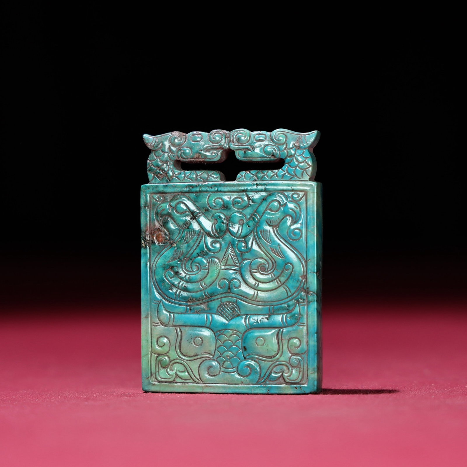 Turquoise Dragon and Phoenix Pattern Pendant - 6