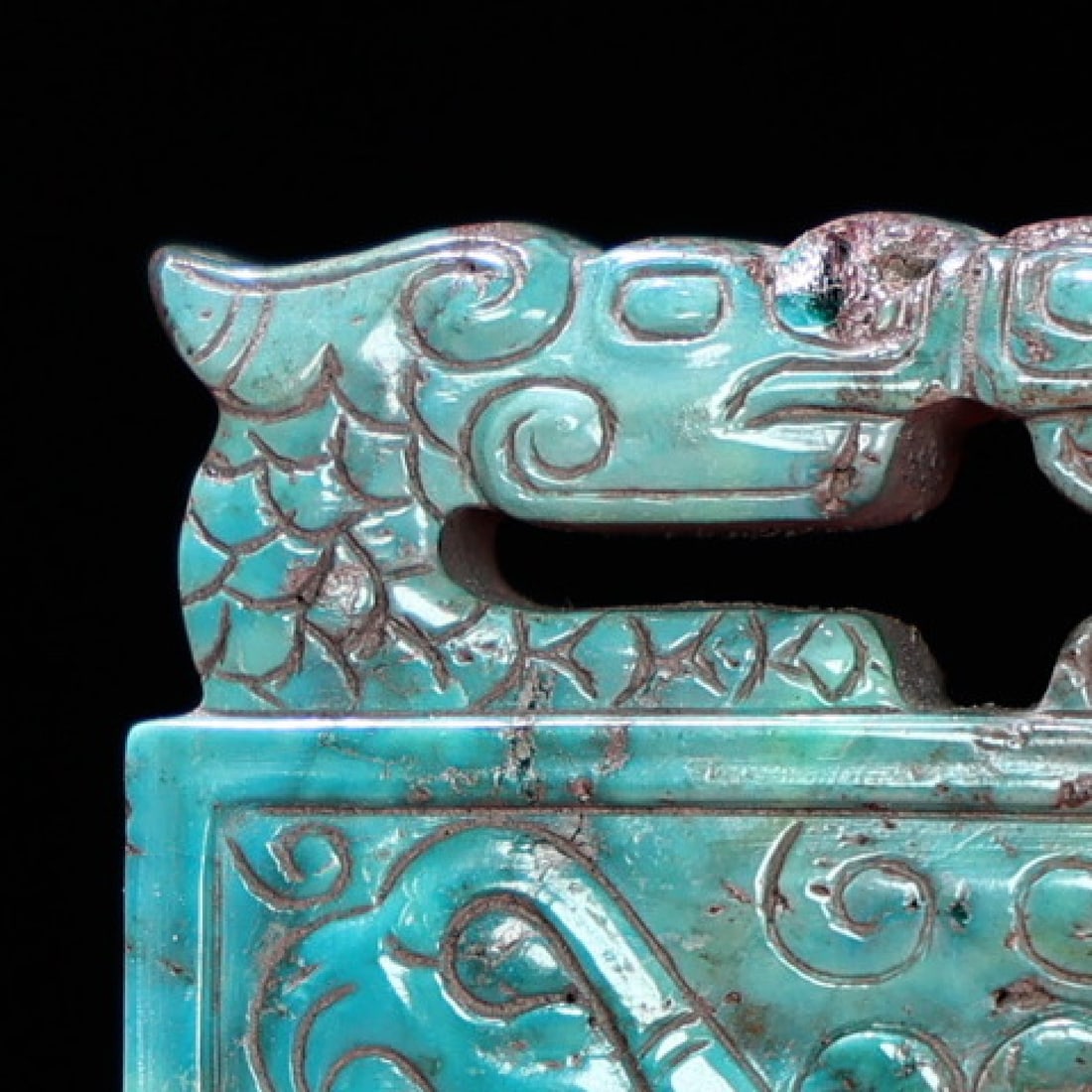 Turquoise Dragon and Phoenix Pattern Pendant - 7