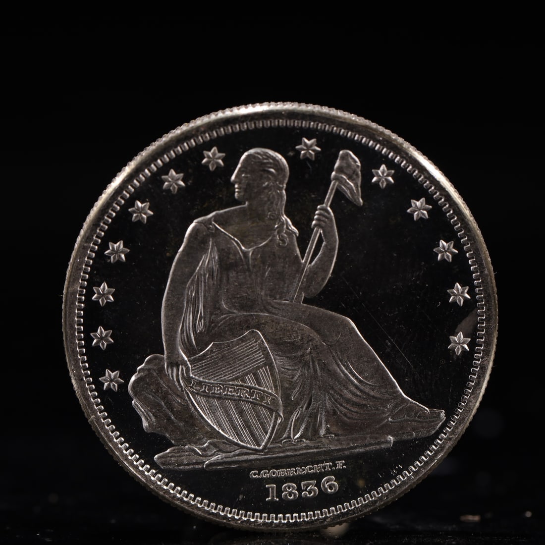 USA One Dollar 1856 Coin: American coin. IN GOD WE TRUST / LIBERTY / 1856 / UNITED STATES OF AMERICA / ONE DOL. Weight:26.9g.