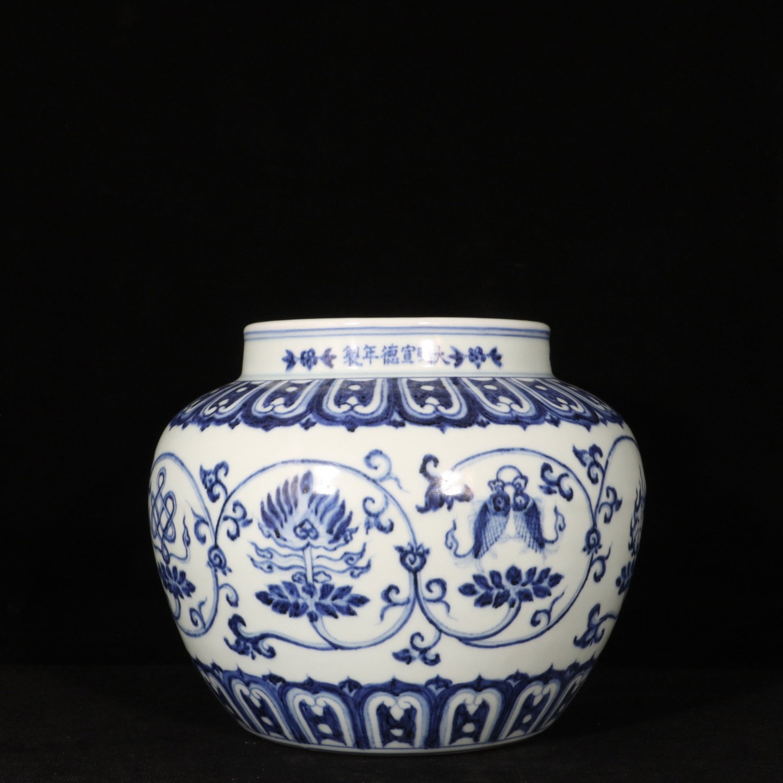 An Exquisite Blue and White Lotus Pattern and Eight Treasures Pattern Jar (1 of 9)