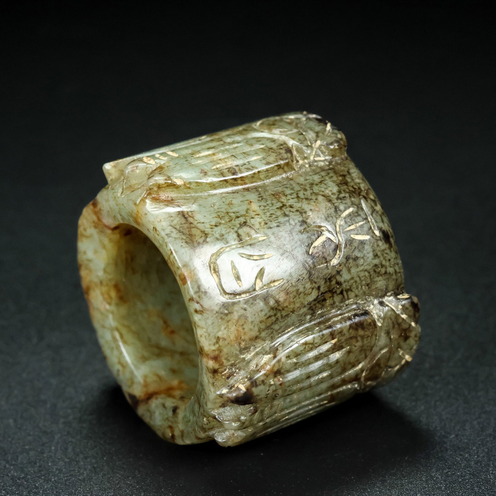 An Exquisite White Jade Cicada Pattern Ring - 5