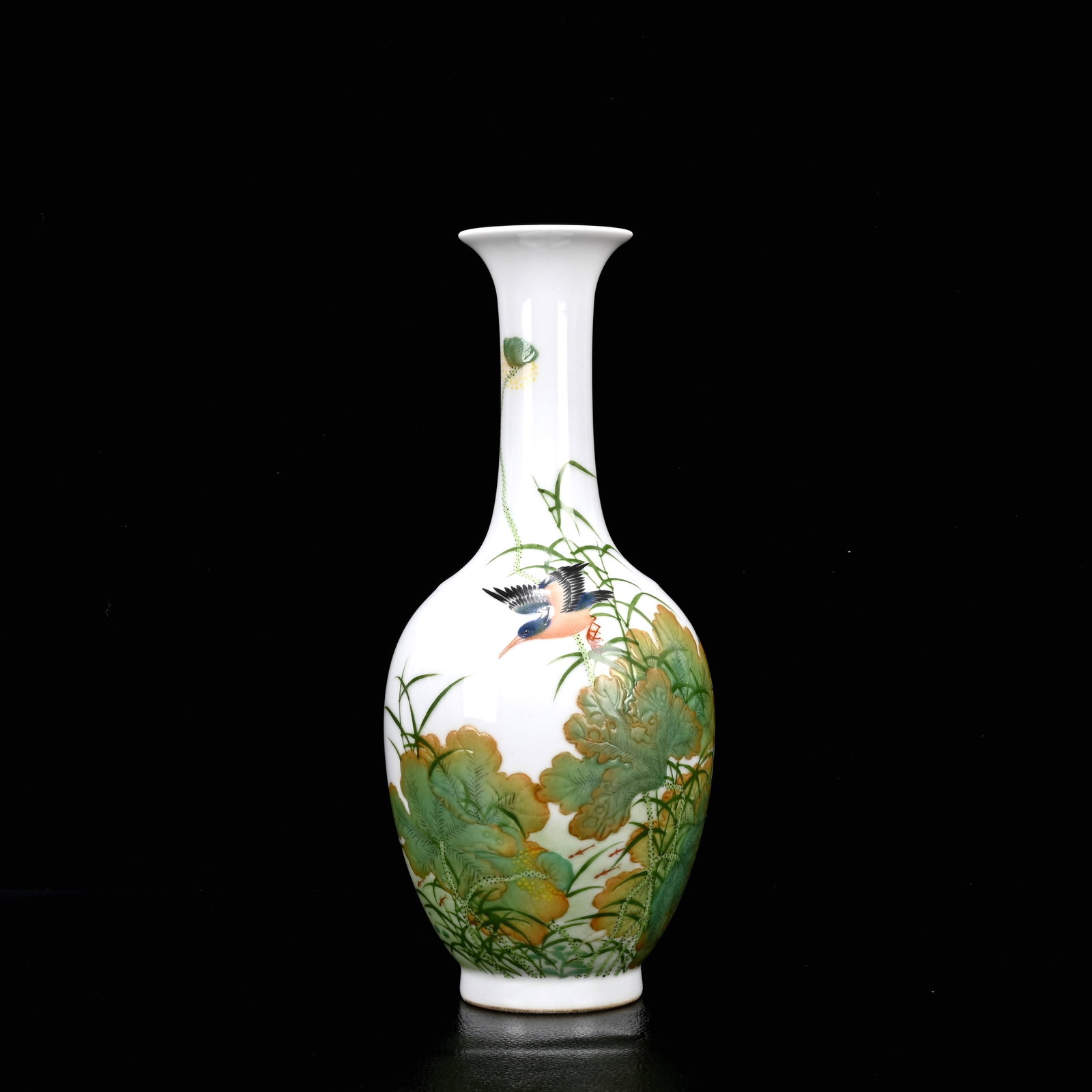 An Exquisite Enamel Flower and Bird Pattern Vase,with Poem: An Exquisite Enamel Flower and Bird Pattern Vase,with Poem,Qing Dynasty,China,Yongzheng Four-Character Mark,Size:8.7inx4.3in