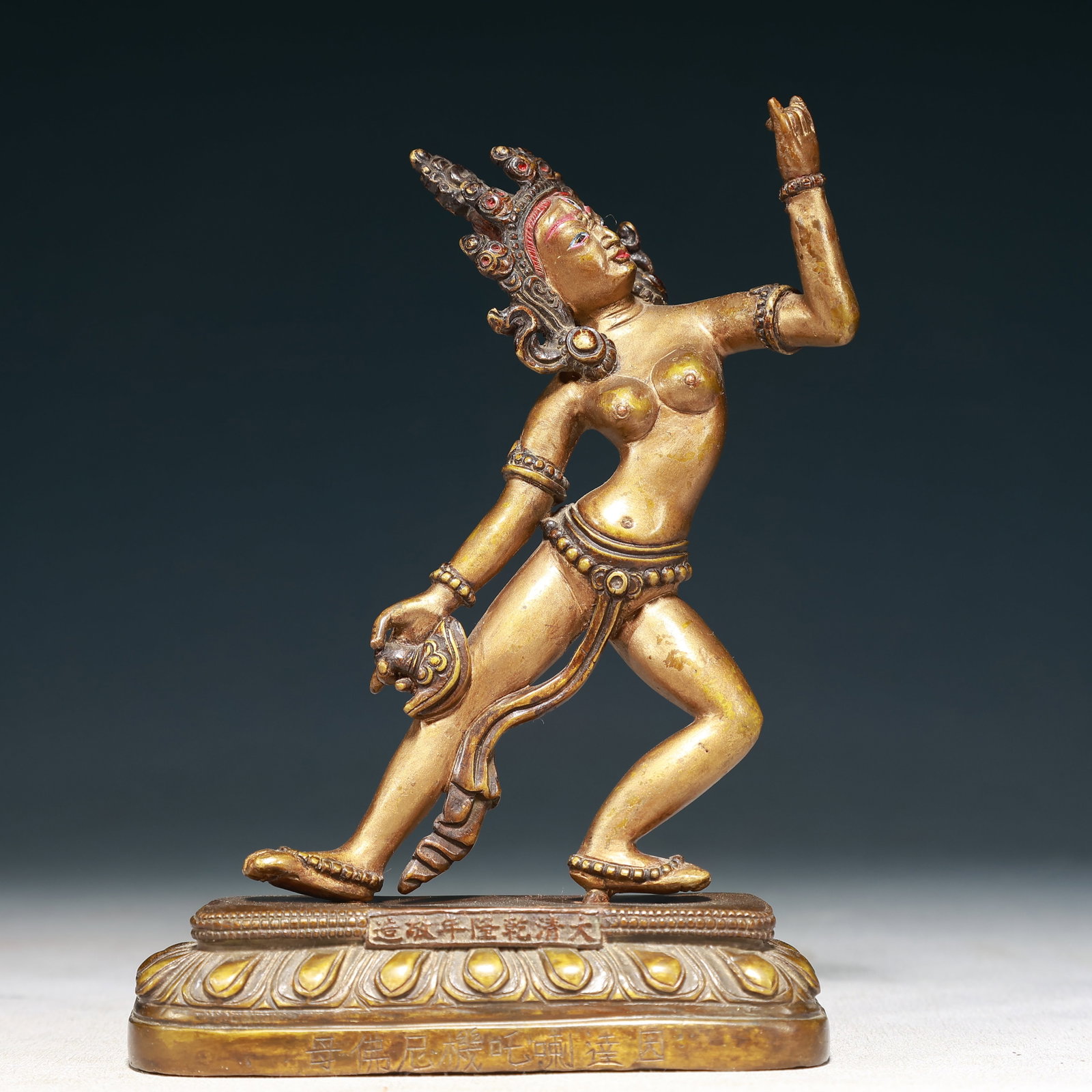 A Solemn Bronze Statue of Gautama’s Mother: A Solemn Bronze Statue of Gautama’s Mother,Qing Dynasty,China,Qianlong Mark,Size:4.5inx2inx6.5in,Weight:750g