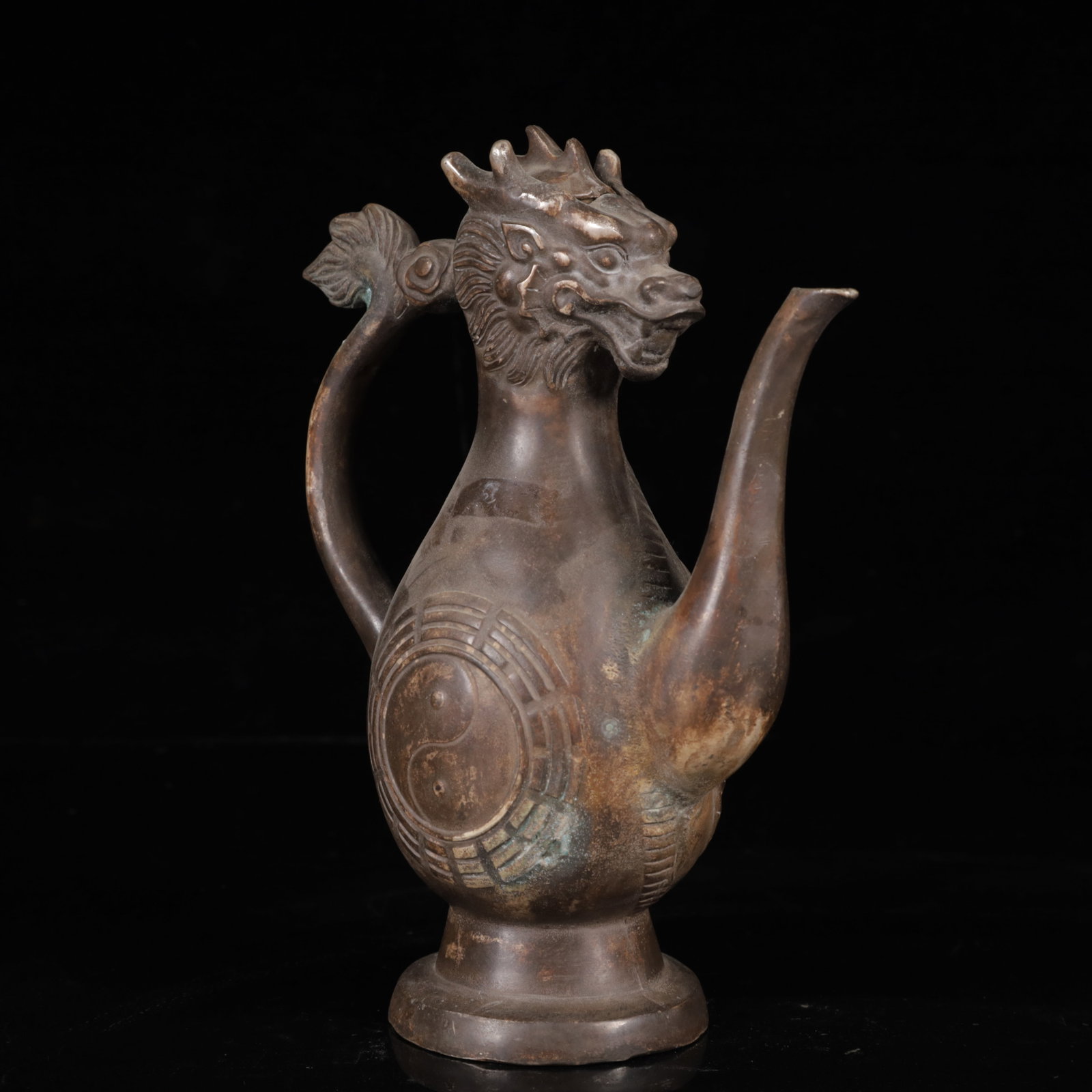 An Exquisite Silver-Plated Bronze Dragon Pattern Ewer - 4