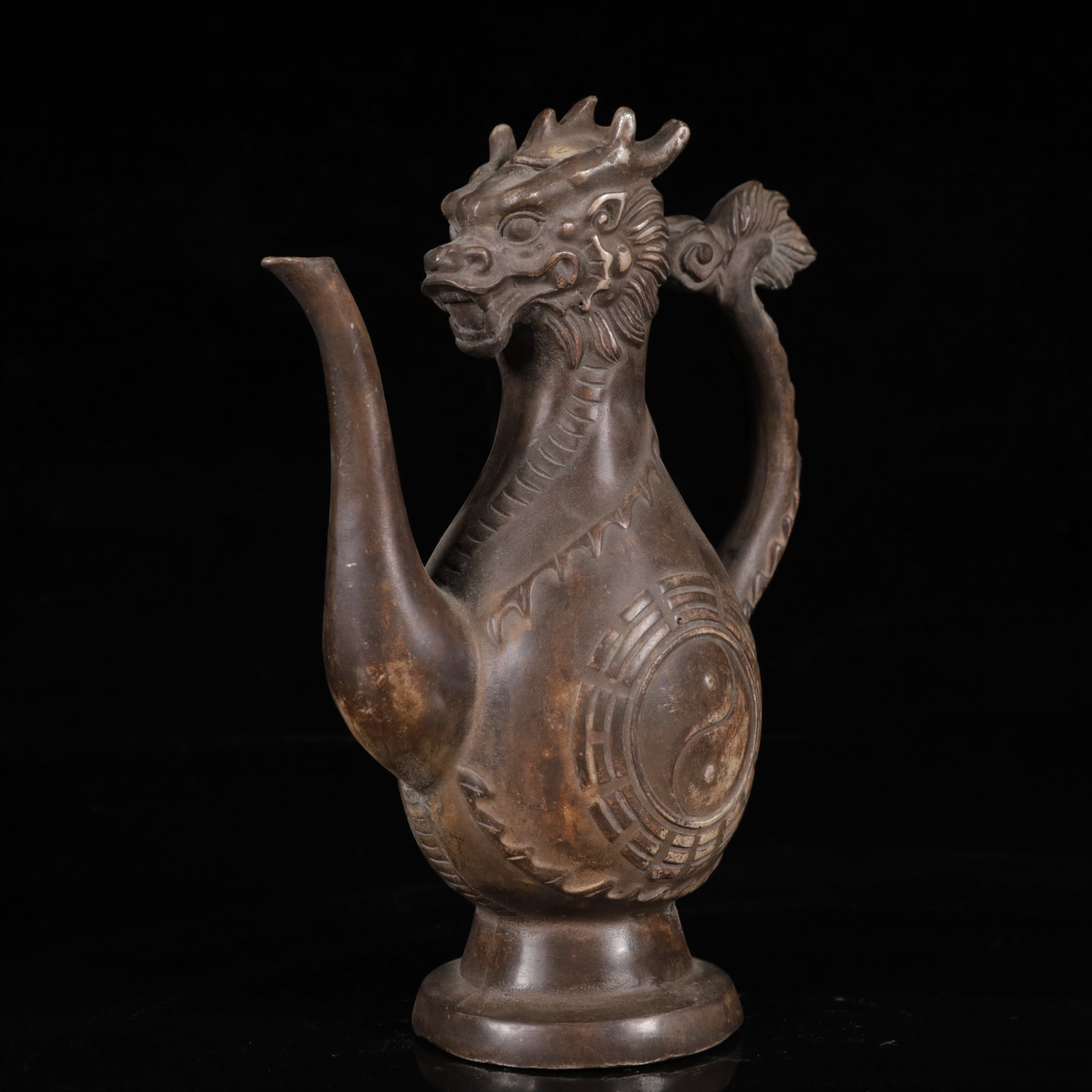 An Exquisite Silver-Plated Bronze Dragon Pattern Ewer - 8