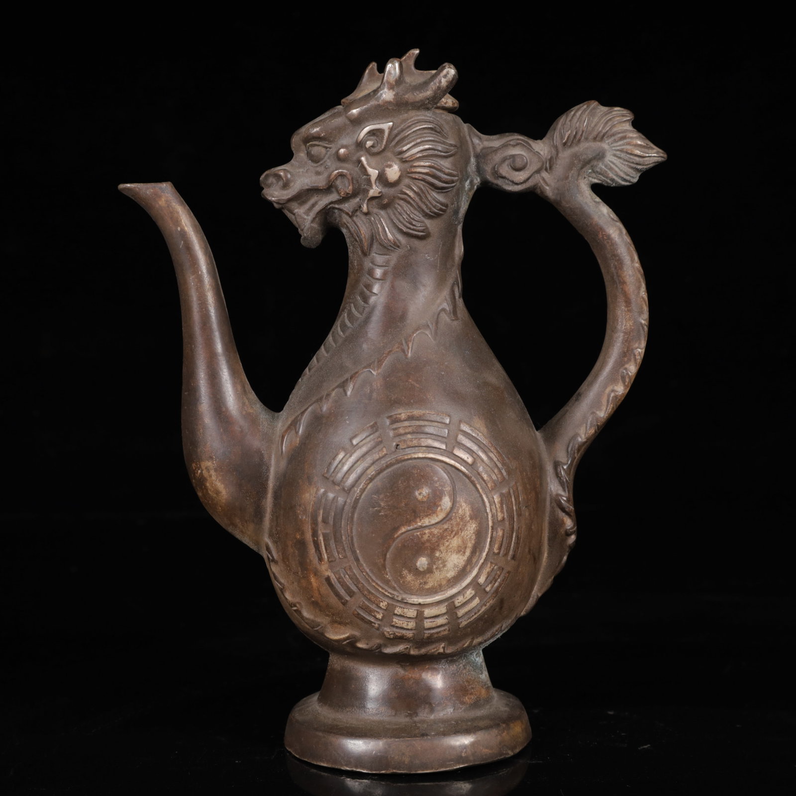 An Exquisite Silver-Plated Bronze Dragon Pattern Ewer - 9