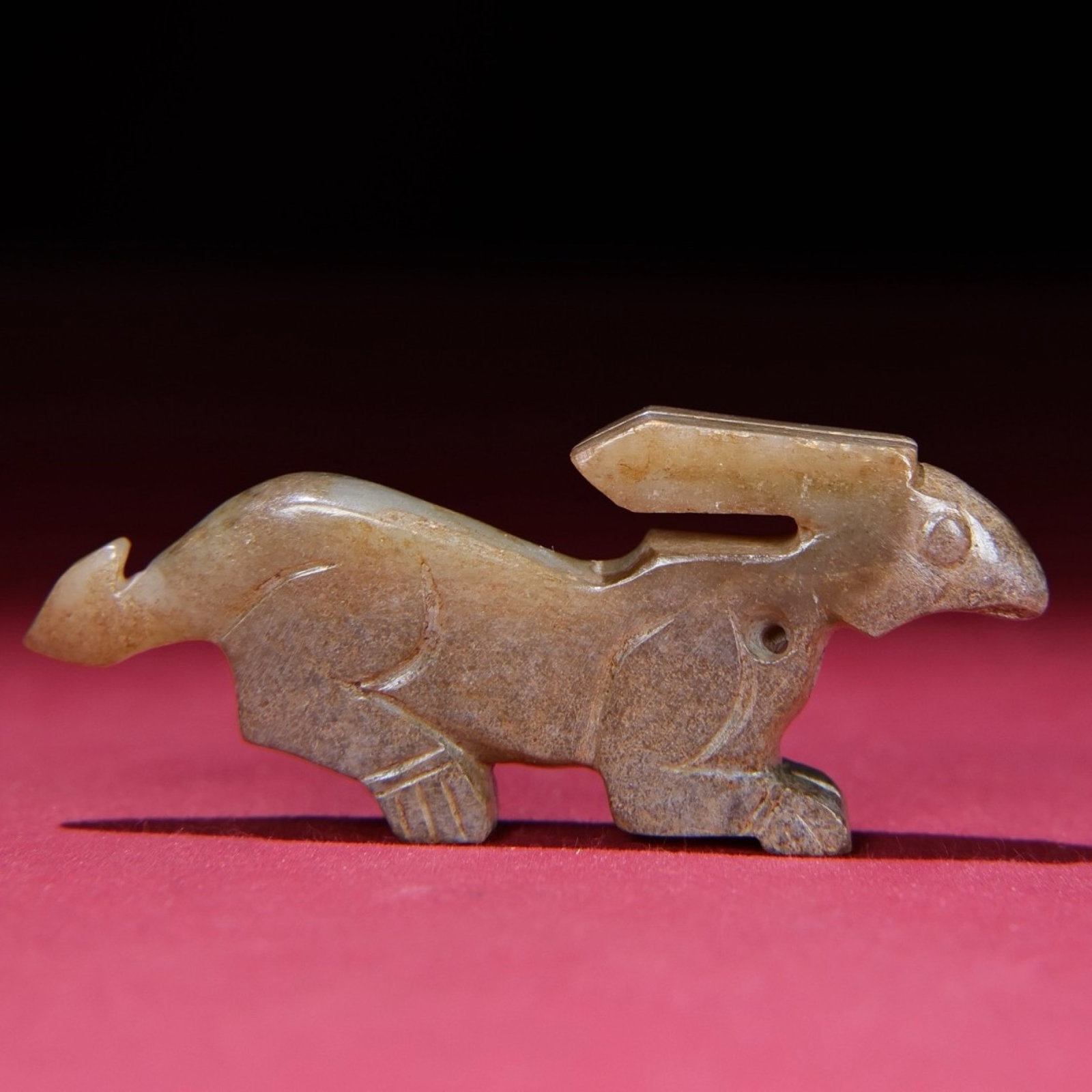 An Exquisite Archaic Jade Rabbit Pendant: An Exquisite Archaic Jade Rabbit Pendant,Ancient Time,China,Size:71mmx30mmx10mm,Weight:30g 高古玉兔子挂件,中国远古时期