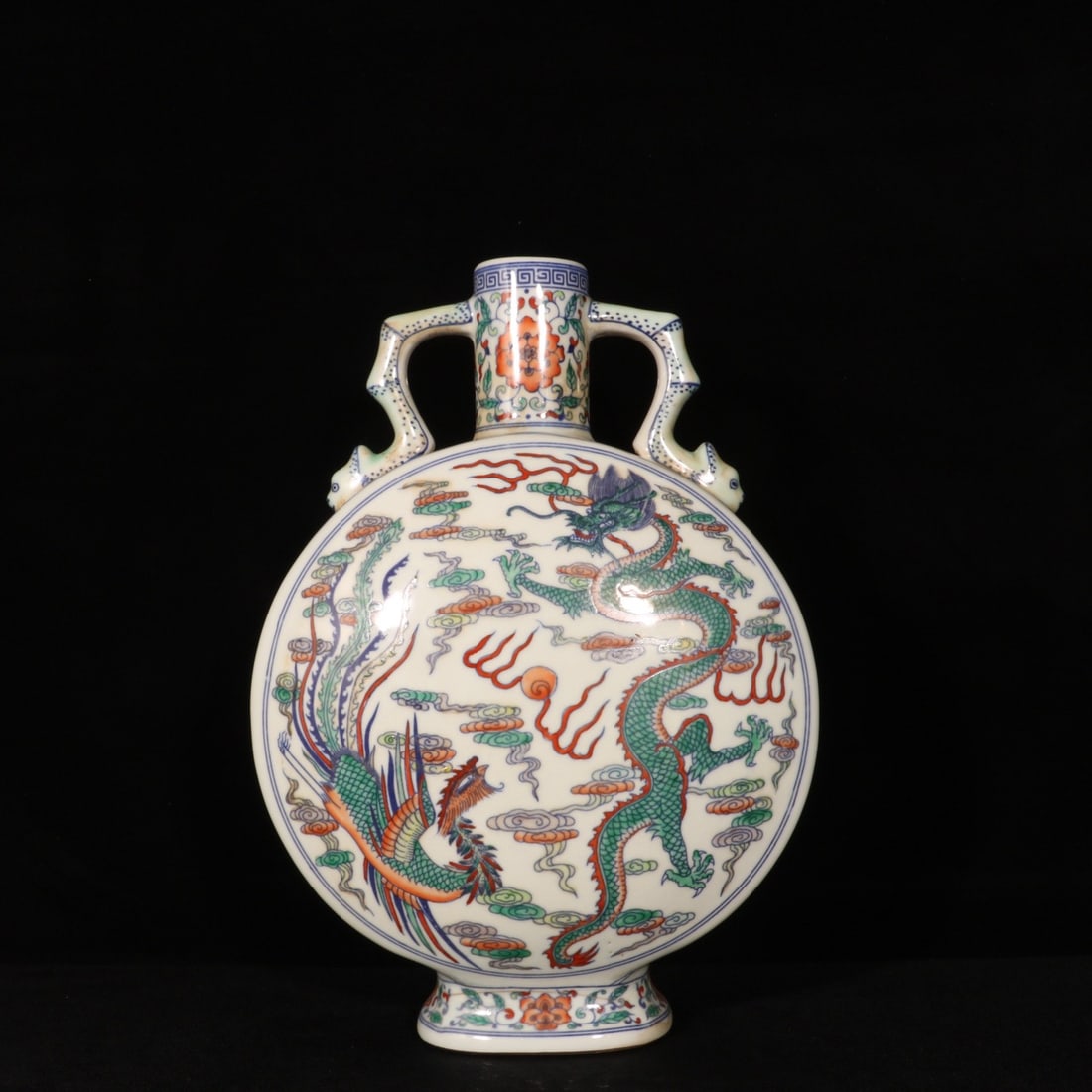 A Rare Doucai Dragon and Phoenix Pattern Double-Ears Vase - 3