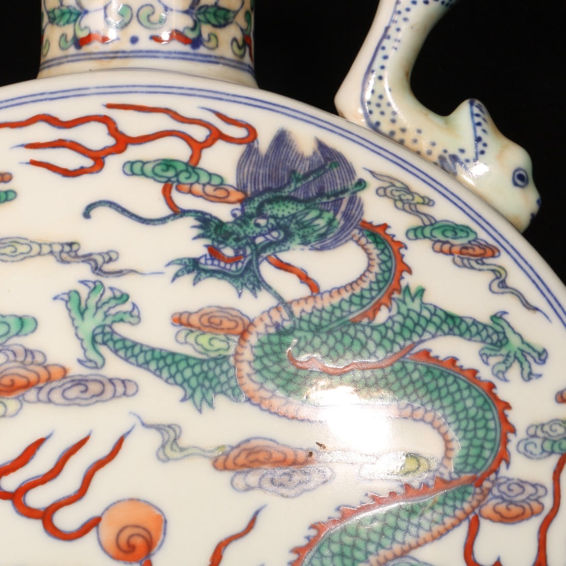 A Rare Doucai Dragon and Phoenix Pattern Double-Ears Vase - 4