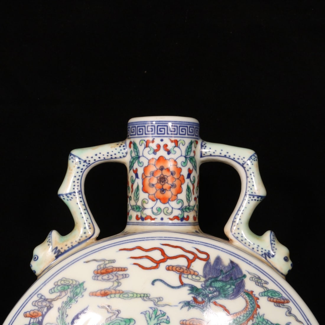 A Rare Doucai Dragon and Phoenix Pattern Double-Ears Vase - 7