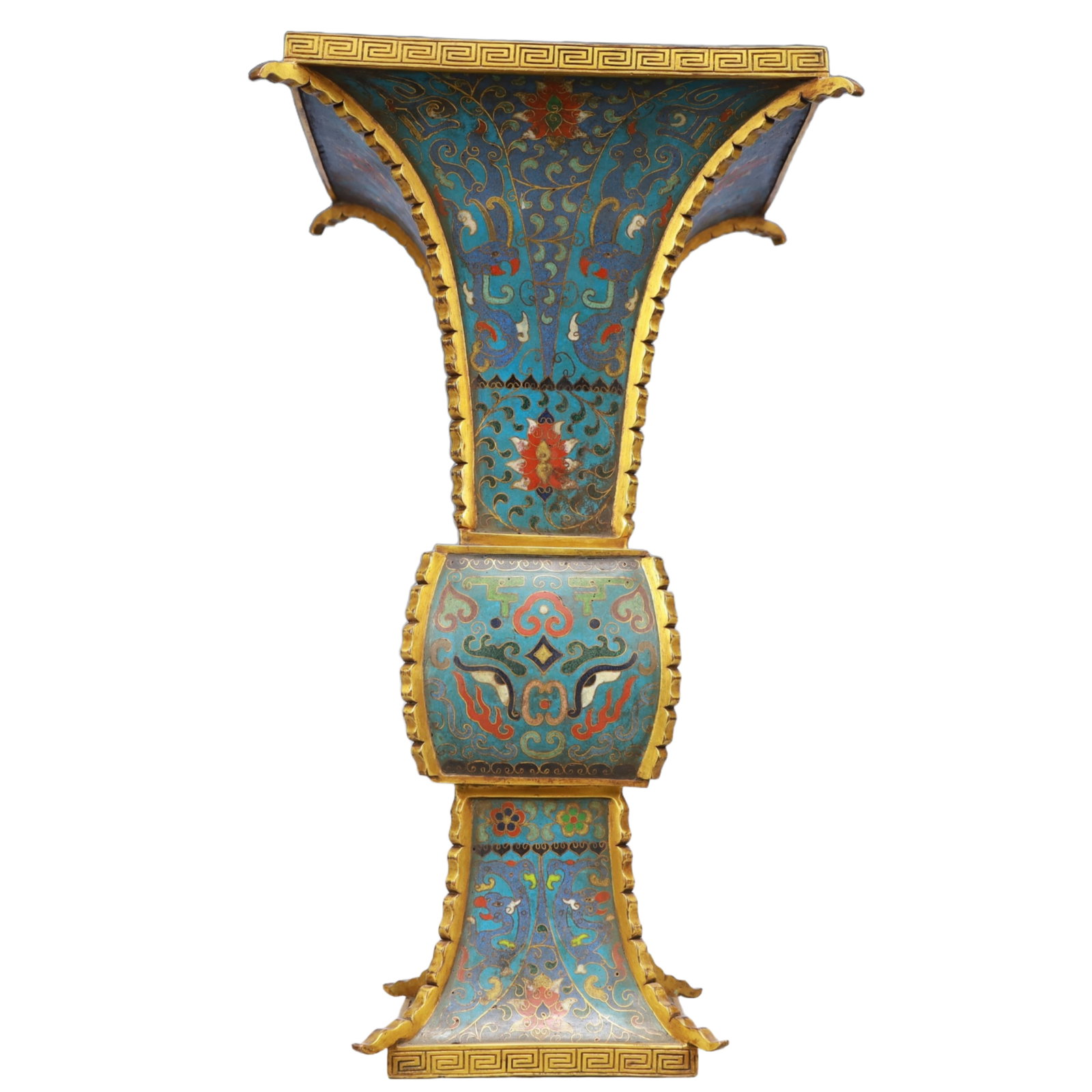 A Huge Cloisonne Beast-Face Pattern Vase: A Huge Cloisonne Beast-Face Pattern Vase,Qing Dynasty, China,Qianlong Four-character Mark,Size:13.4inx16.1in,Weight:4350g