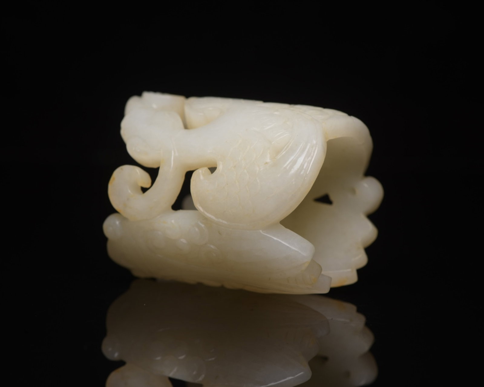 An Exquisite White Jade Cicada Pattern Thumb Ring - 7