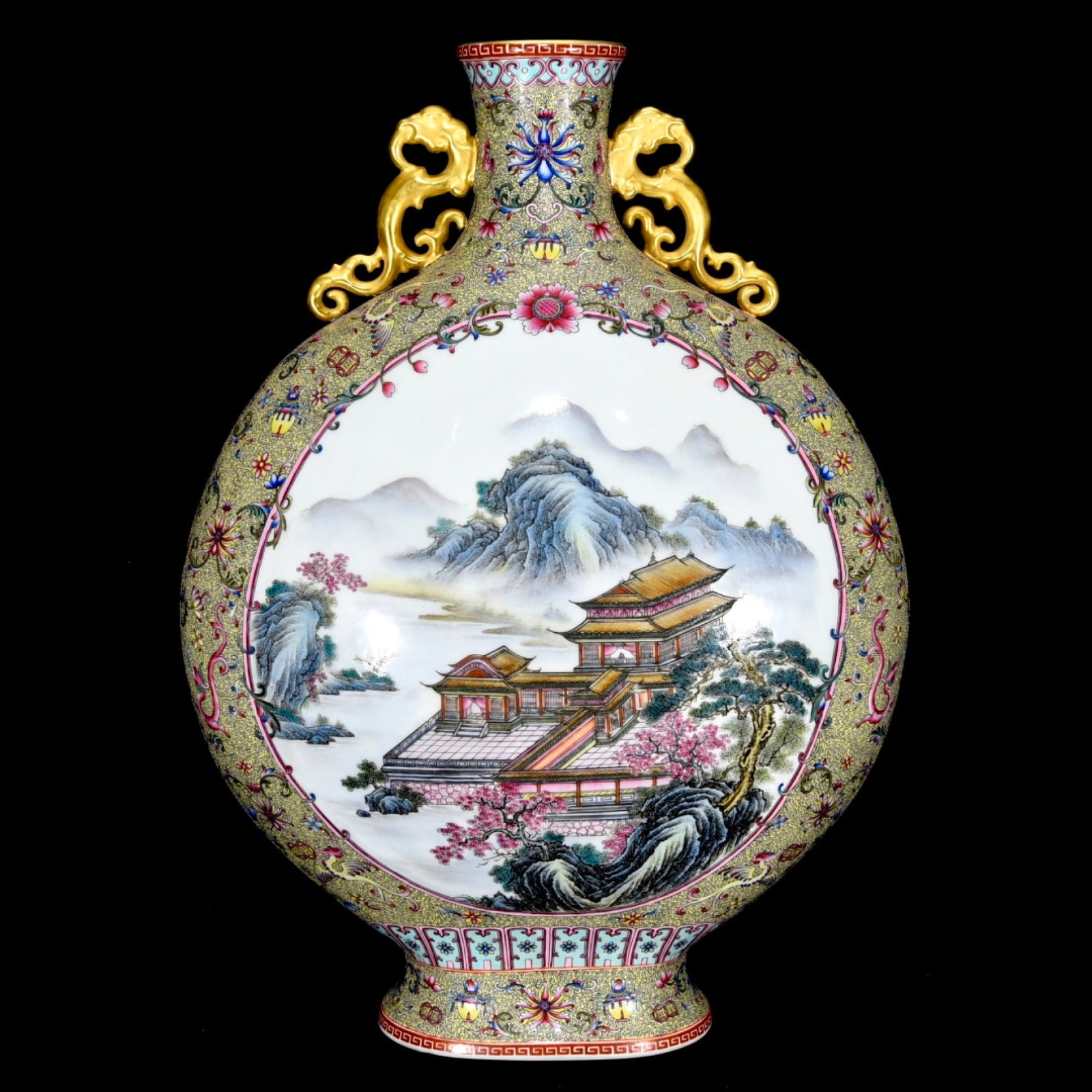 A Huge Enamel Landscape Pattern Double-Ears Vase - 3