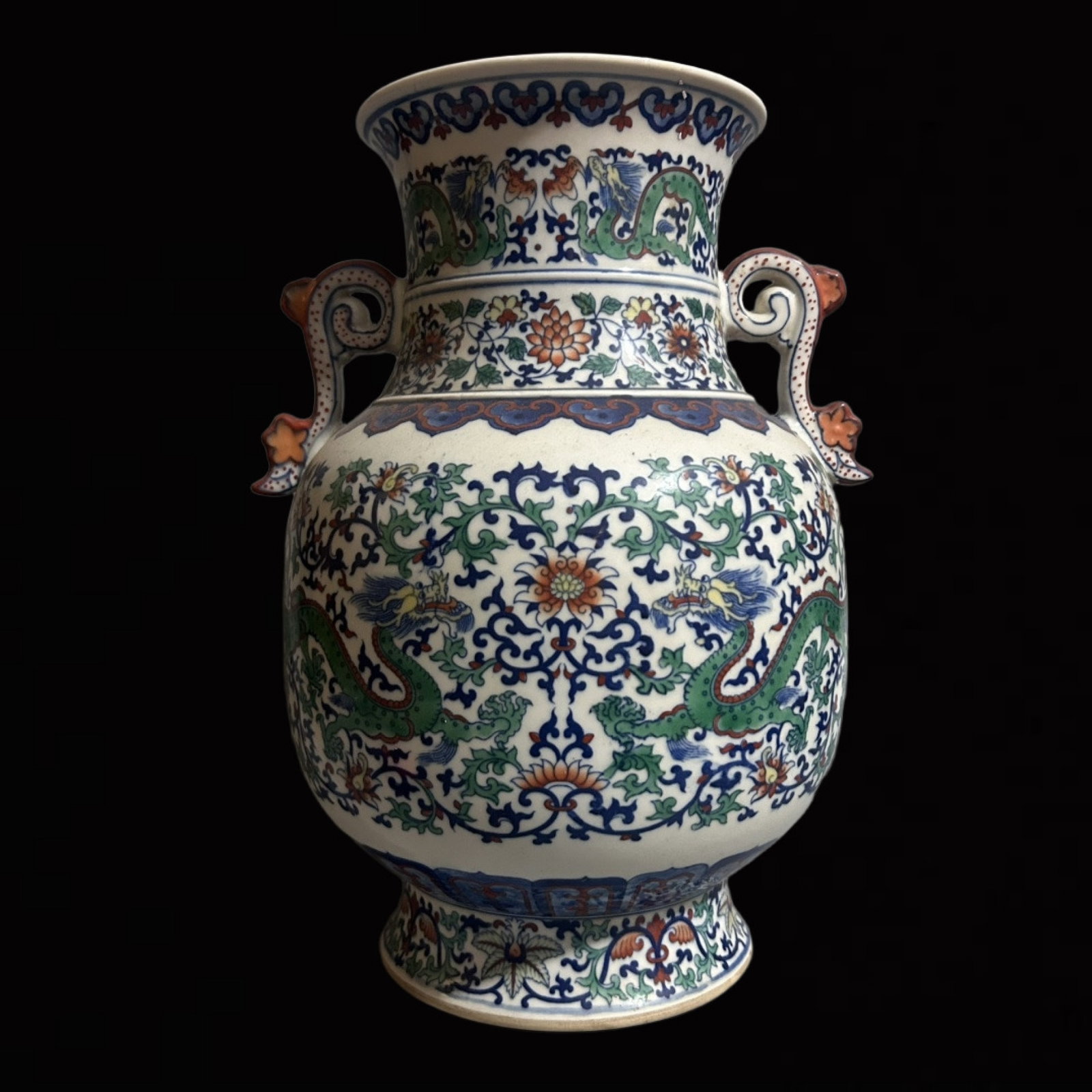 An Exquisite Doucai Lotus and Dragon Pattern Double-Ears Vase (1 of 7)