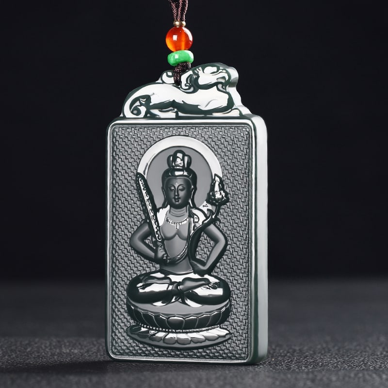 An Exquisite Cyan jade Statue of Bodhisattva Pendant: An Exquisite Cyan jade Statue of Bodhisattva Pendant,Size:70mmx39mmx8mm 青玉菩萨像挂件