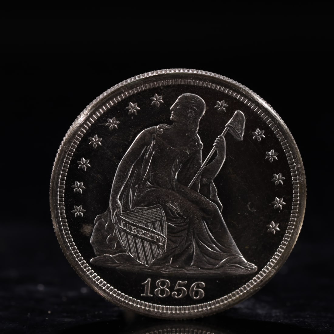 USA One Dollar 1856 Coin: American coin. IN GOD WE TRUST / LIBERTY / 1856 / UNITED STATES OF AMERICA / ONE DOL. Weight:26.9g.