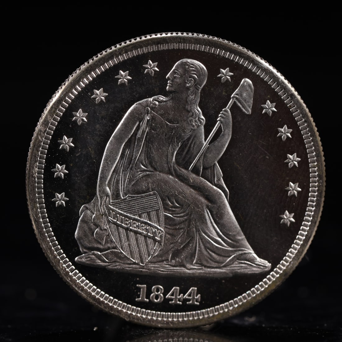 USA One Dollar 1844 Coin: American coin. IN GOD WE TRUST / LIBERTY / 1844 / UNITED STATES OF AMERICA / ONE DOL. Weight:26.9g.