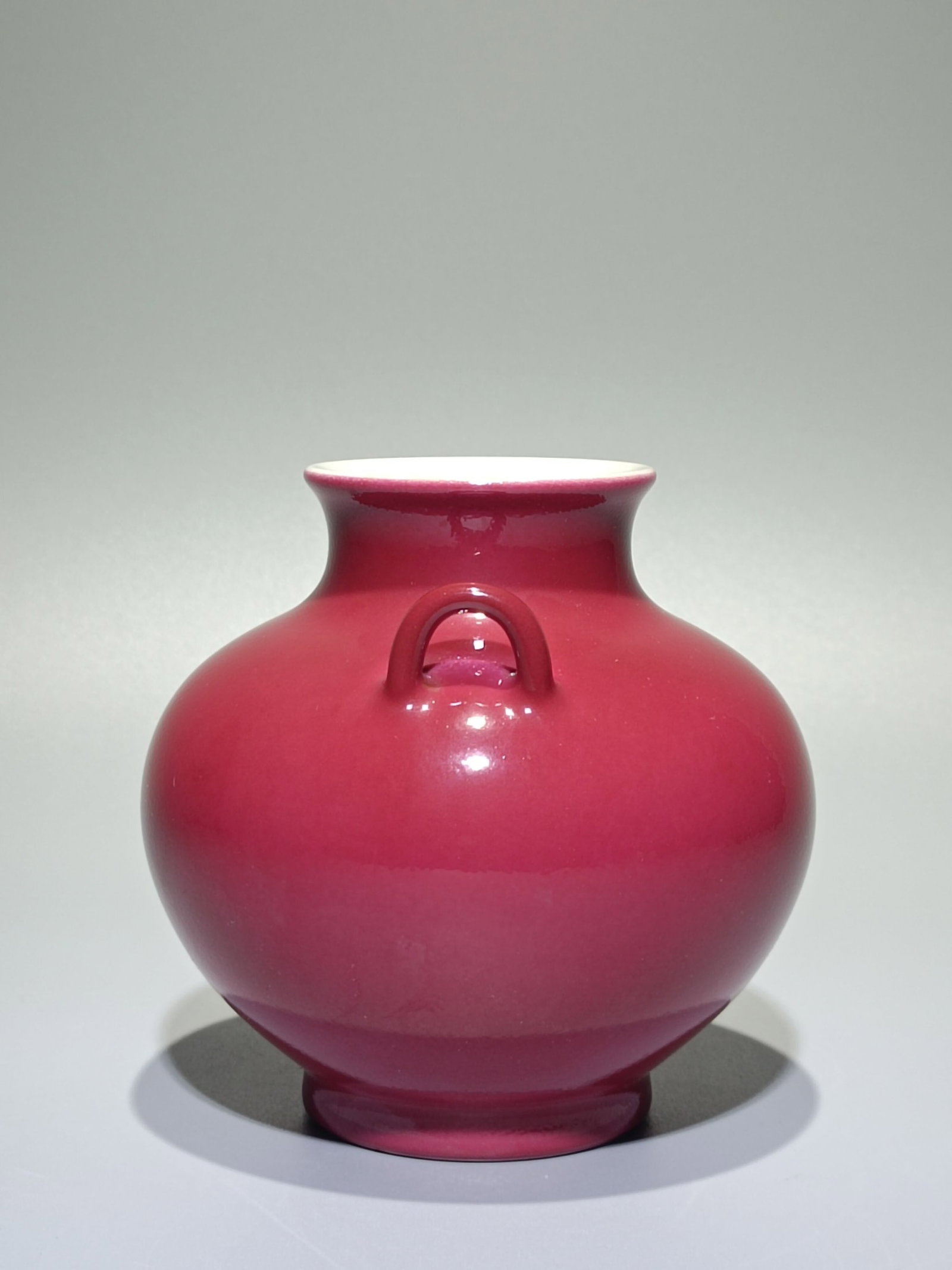 An Exquisite Ruby Red-Glazed Double-Ears Jar - 7