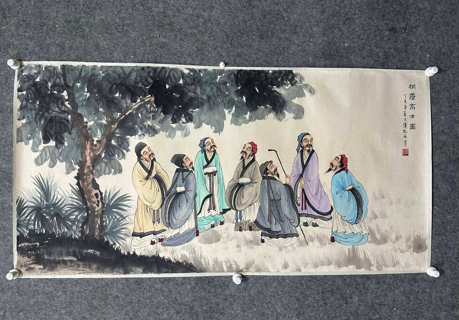 A Chinese Ink Painting of Character and Story on Paper: A Chinese Ink Painting of Character and Story on Paper,Fu Baoshi,Size:27.8inx55.5in 一幅中国水墨人物故事画,傅抱石