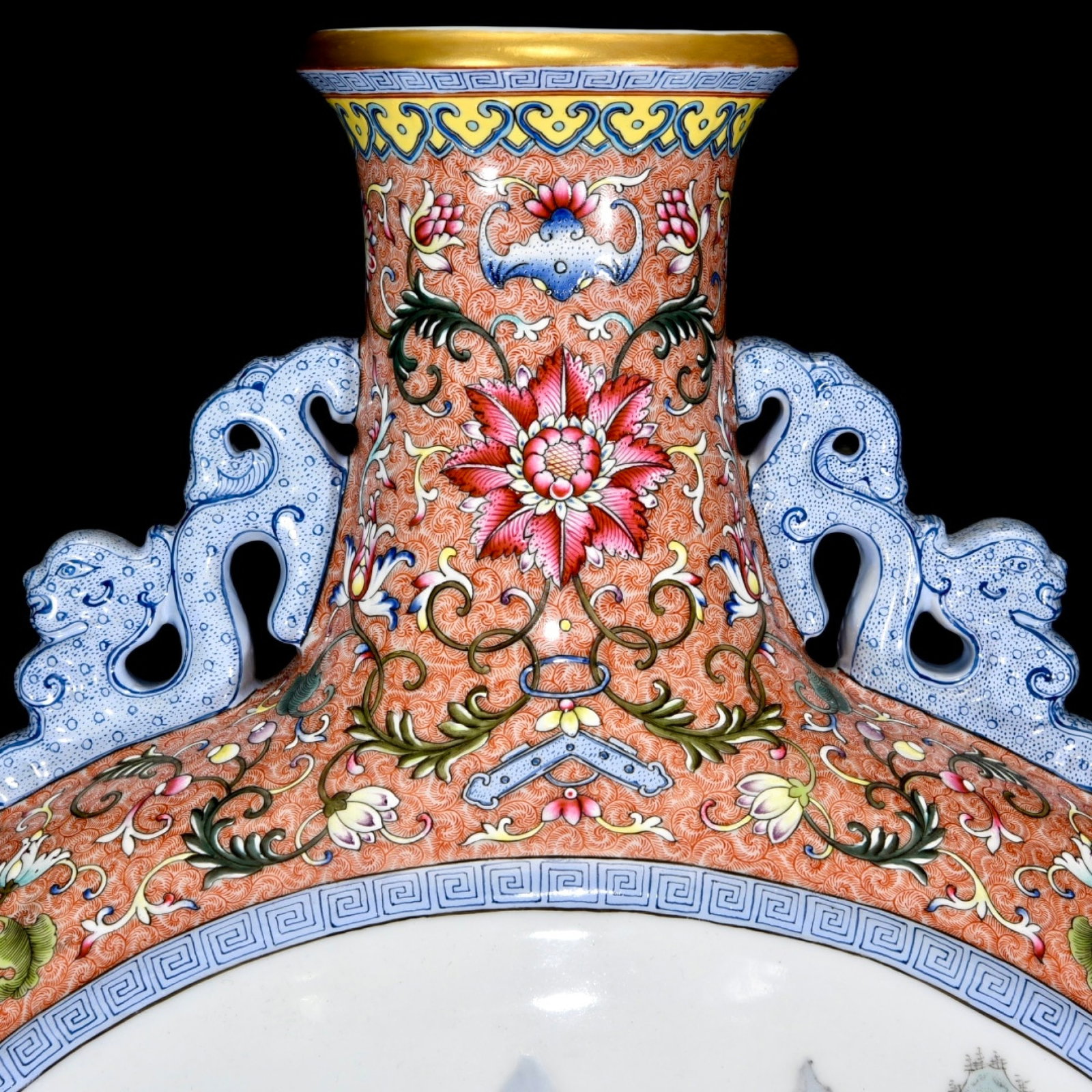 A Huge Enamel Landscape Pattern Double-Ears Vase - 4