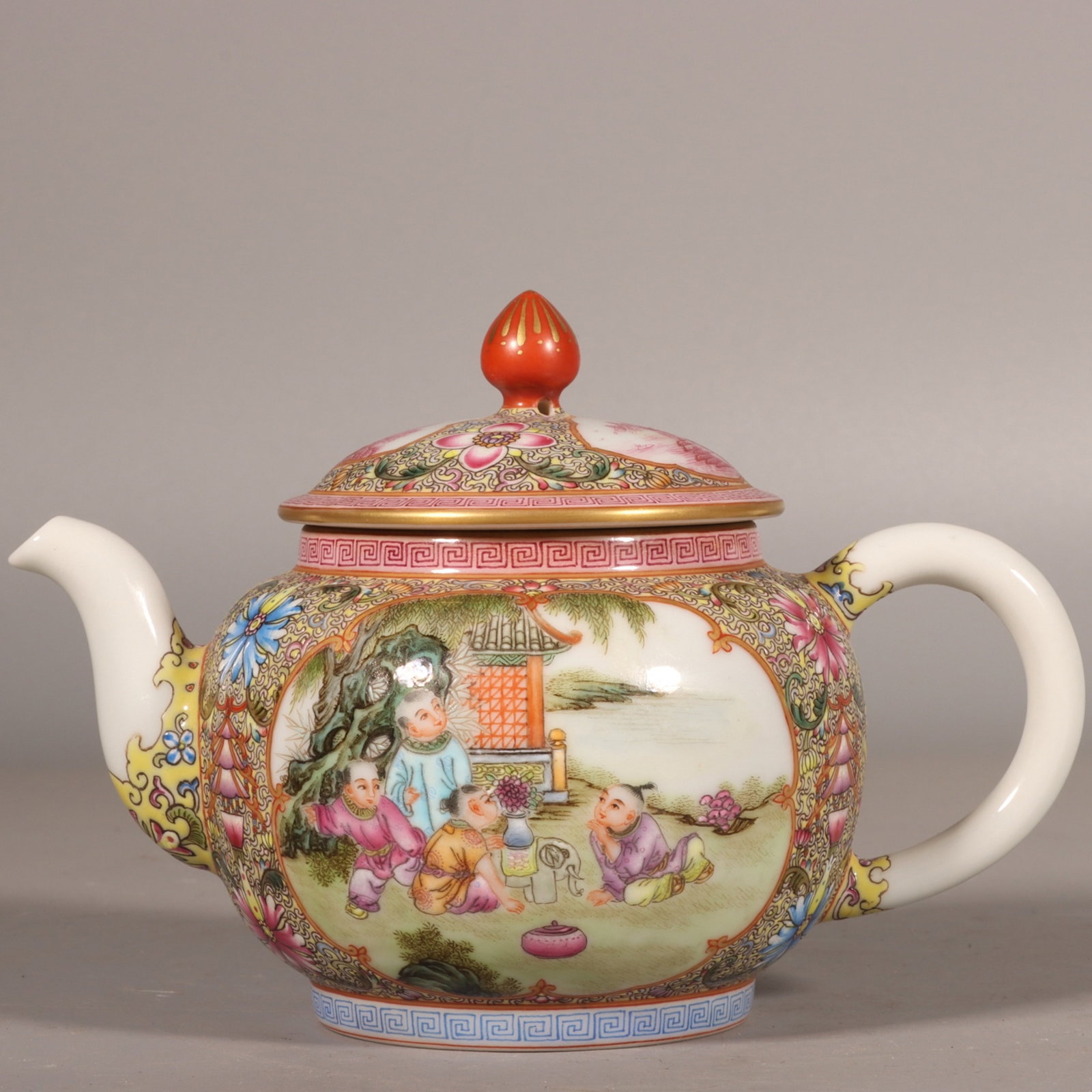 An Exquisite Enamel Character and Story Pattern Teapot (1 of 9)