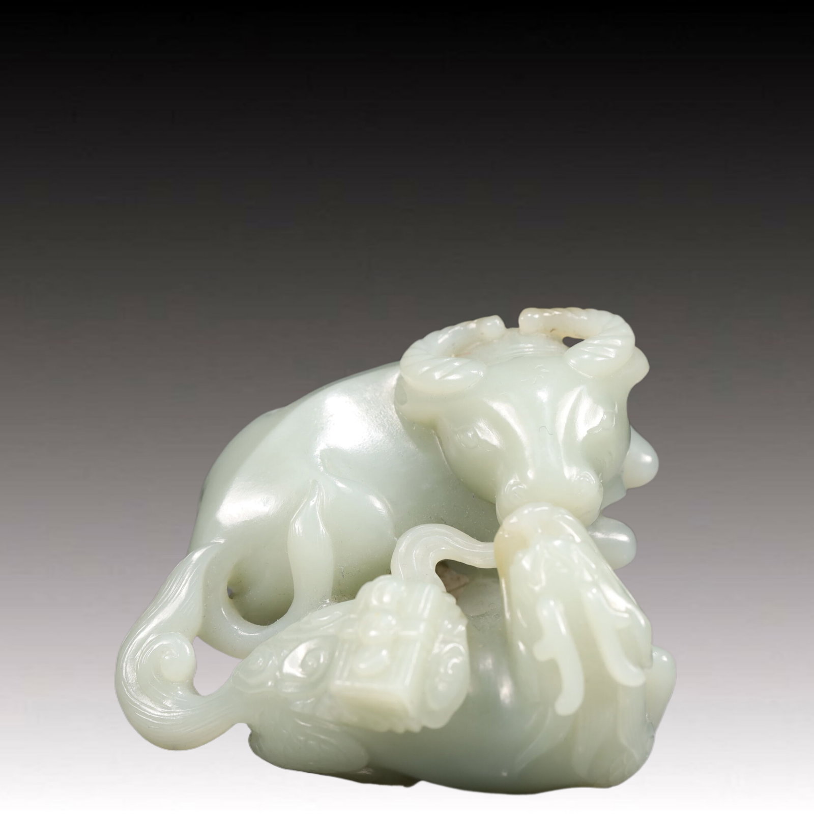 An Exquisite Greenish Jade Animai Ornament: An Exquisite Greenish Jade Animai Ornament, Qing Dynasty, China,Size:3.1inx2.8inx1.4in,Weight:200g 青玉动物摆件, 中国清代