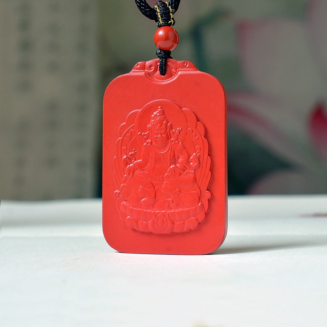 An Exquisite Cinnabar Mammon Pattern Pendant - 2