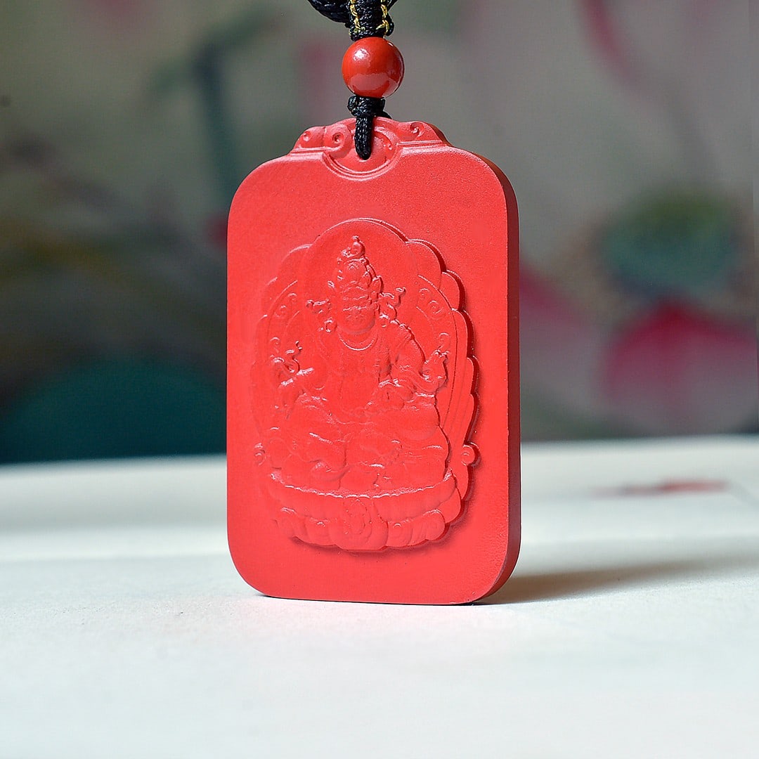 An Exquisite Cinnabar Mammon Pattern Pendant - 3