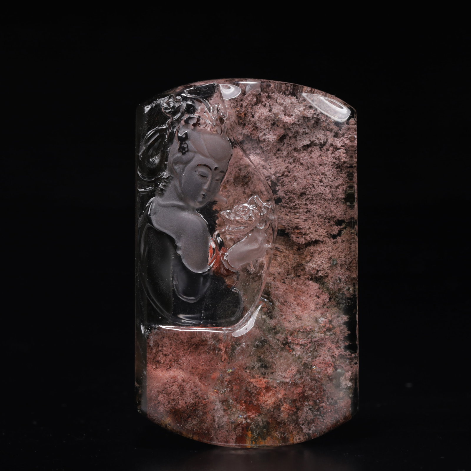 An Exquisite Crystal Figure Pattern Pendant: An Exquisite Crystal Figure Pattern Pendant,Size:1.6inx0.6inx2.8in,Weight:90g 水晶人物纹挂件