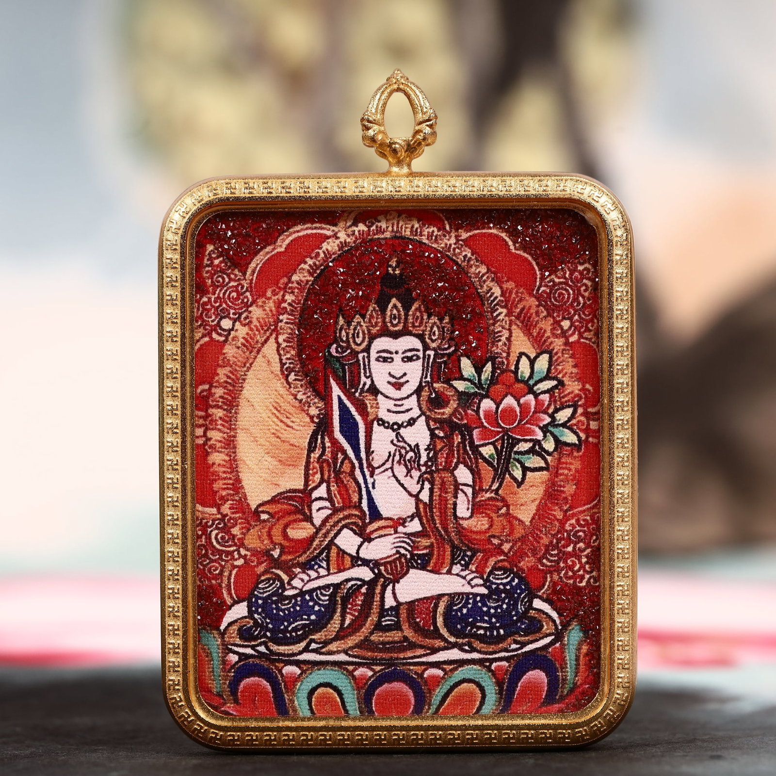 An Exquisite Painted Color Statue of Vajrasattva Tangka: An Exquisite Painted Color Statue of Vajrasattva Tangka,Size:2inx2.8in 彩绘金刚萨陲像唐卡