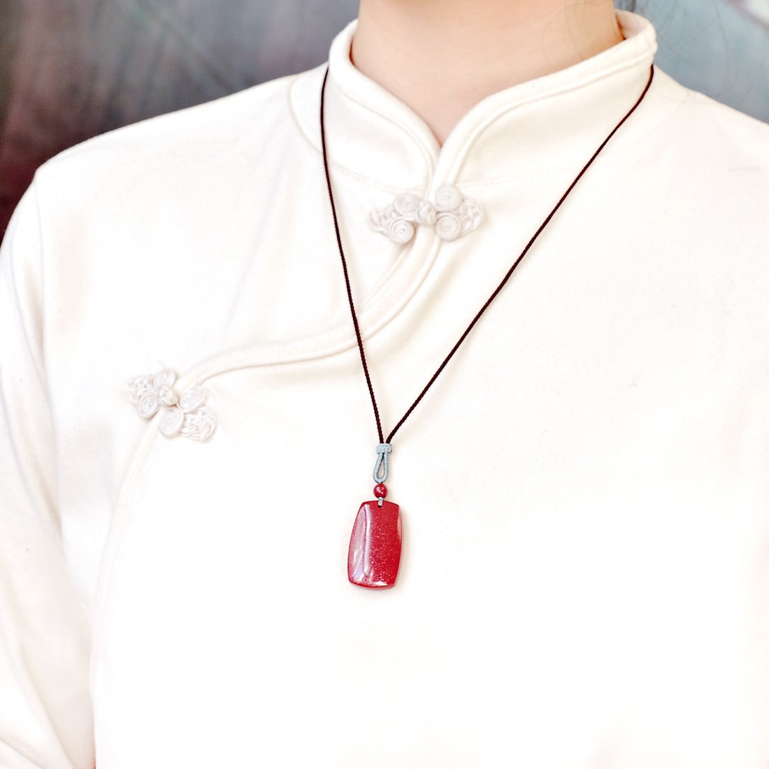 An Exquisite Cinnabar Pendant: An Exquisite Cinnabar Pendant,Size:0.8inx1.4in,Weight:14.98g 朱砂挂件