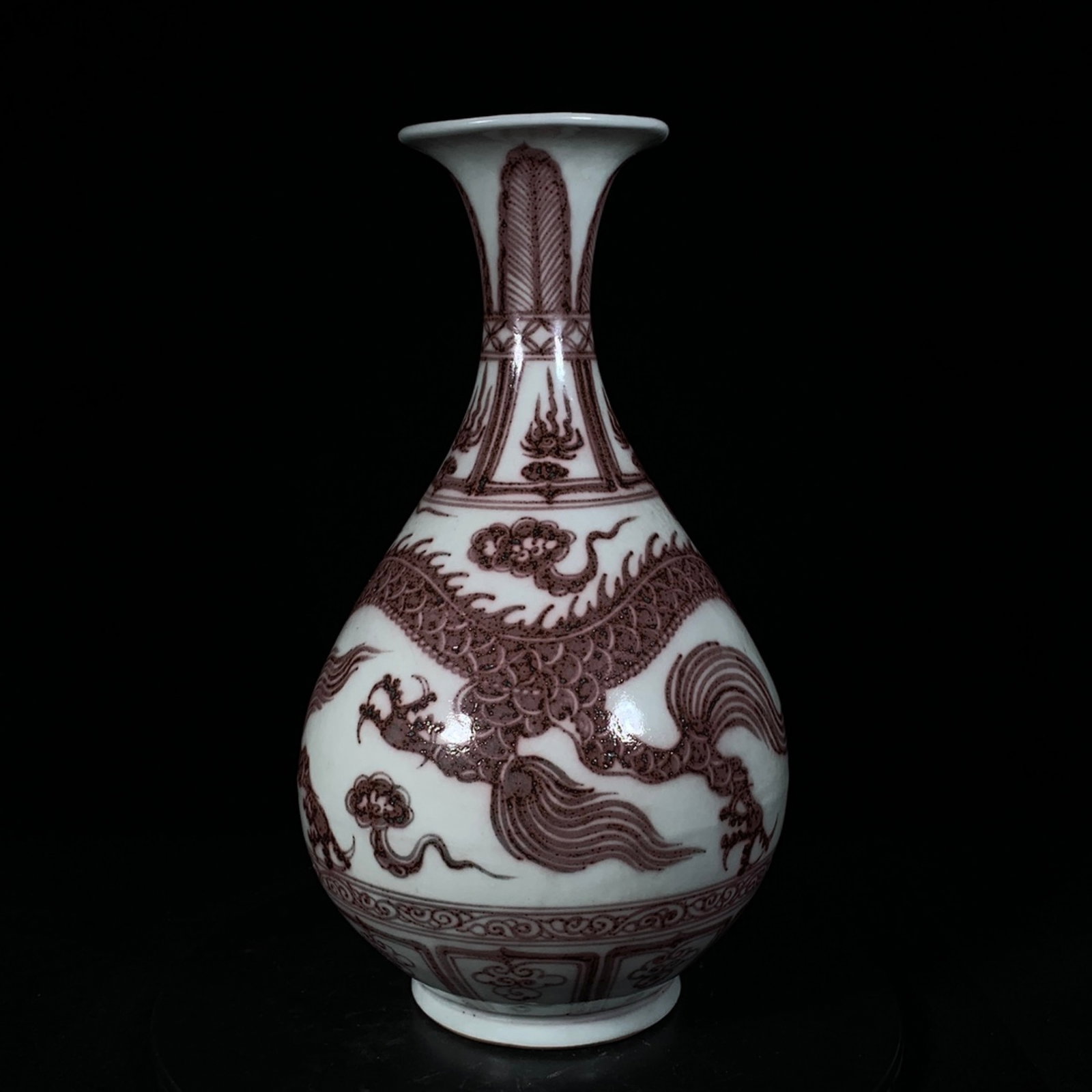 A Rare UnderGlazed-Red Dragon Pattern Vase - 3