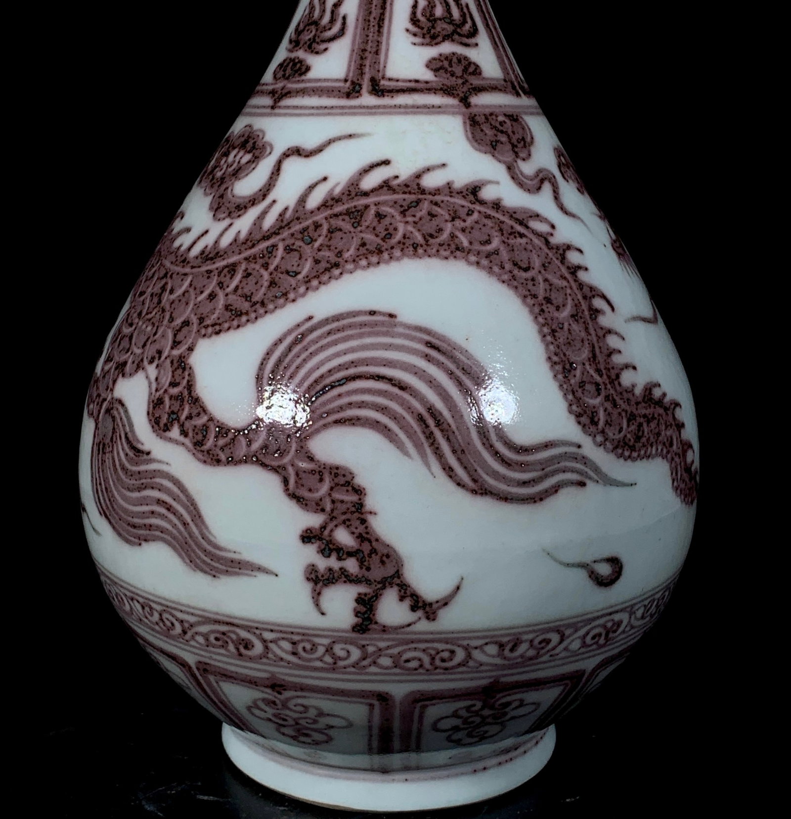 A Rare UnderGlazed-Red Dragon Pattern Vase - 6