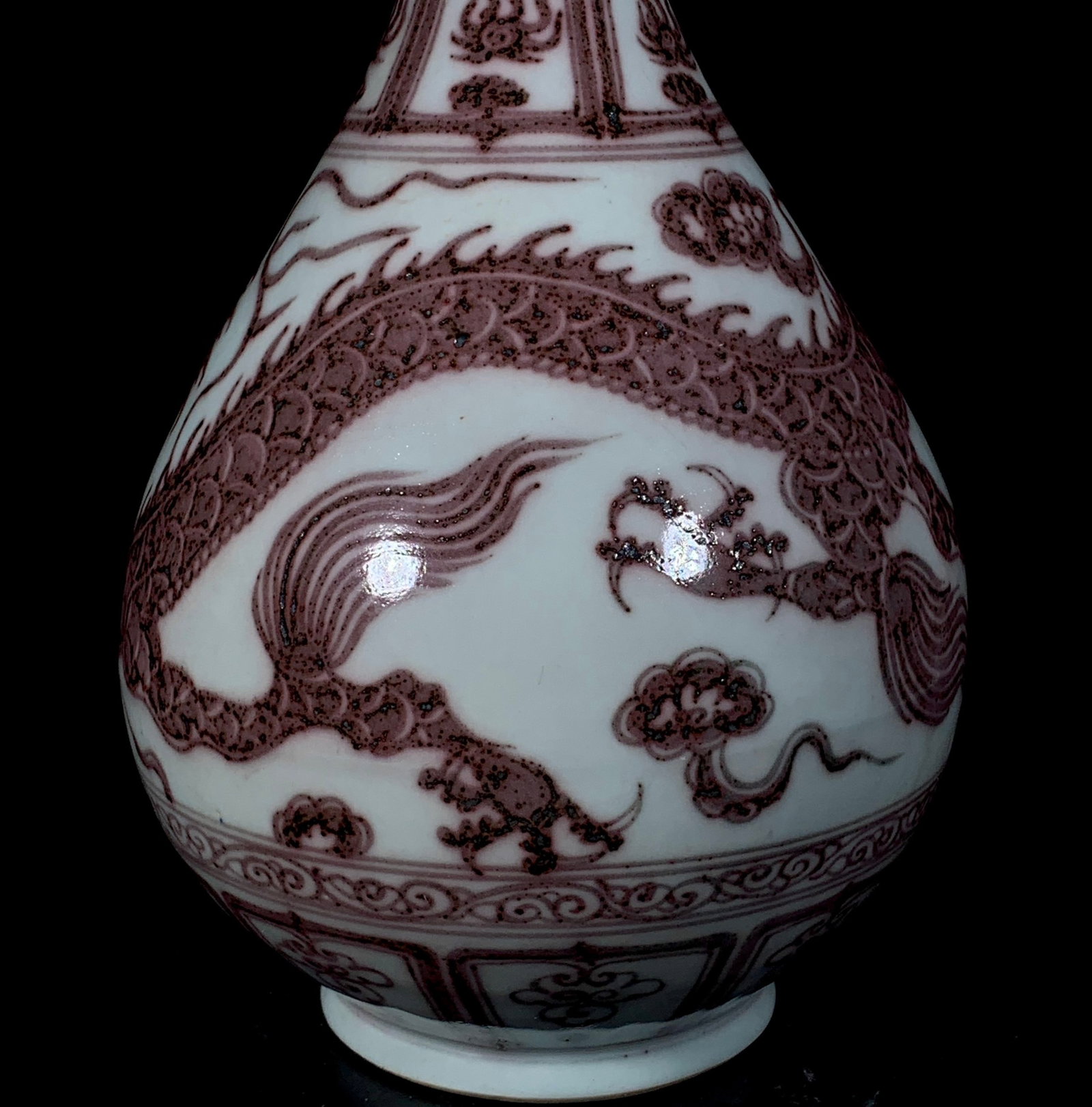 A Rare UnderGlazed-Red Dragon Pattern Vase - 7