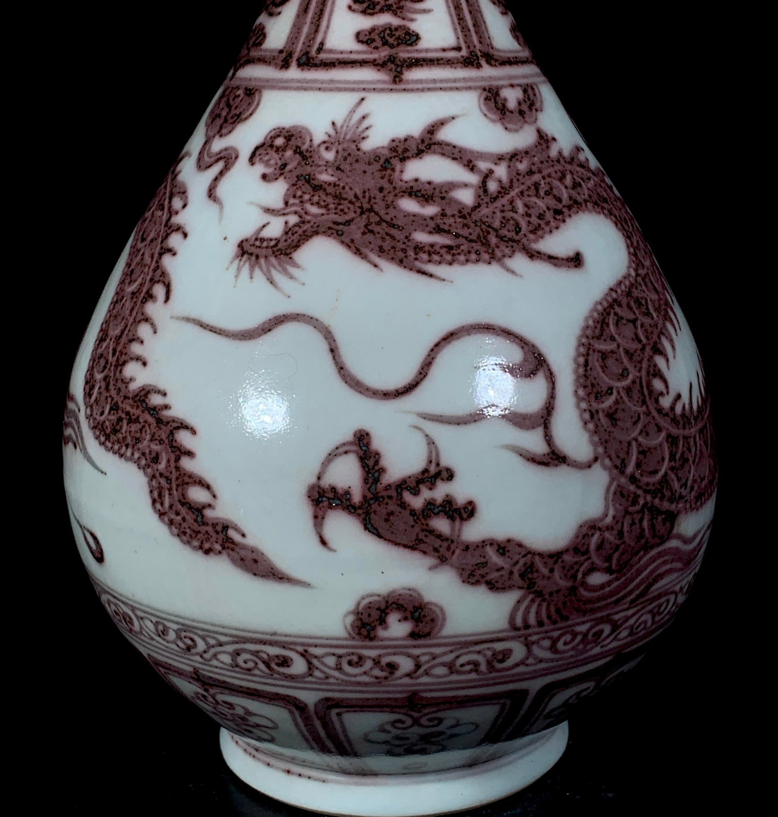 A Rare UnderGlazed-Red Dragon Pattern Vase - 8