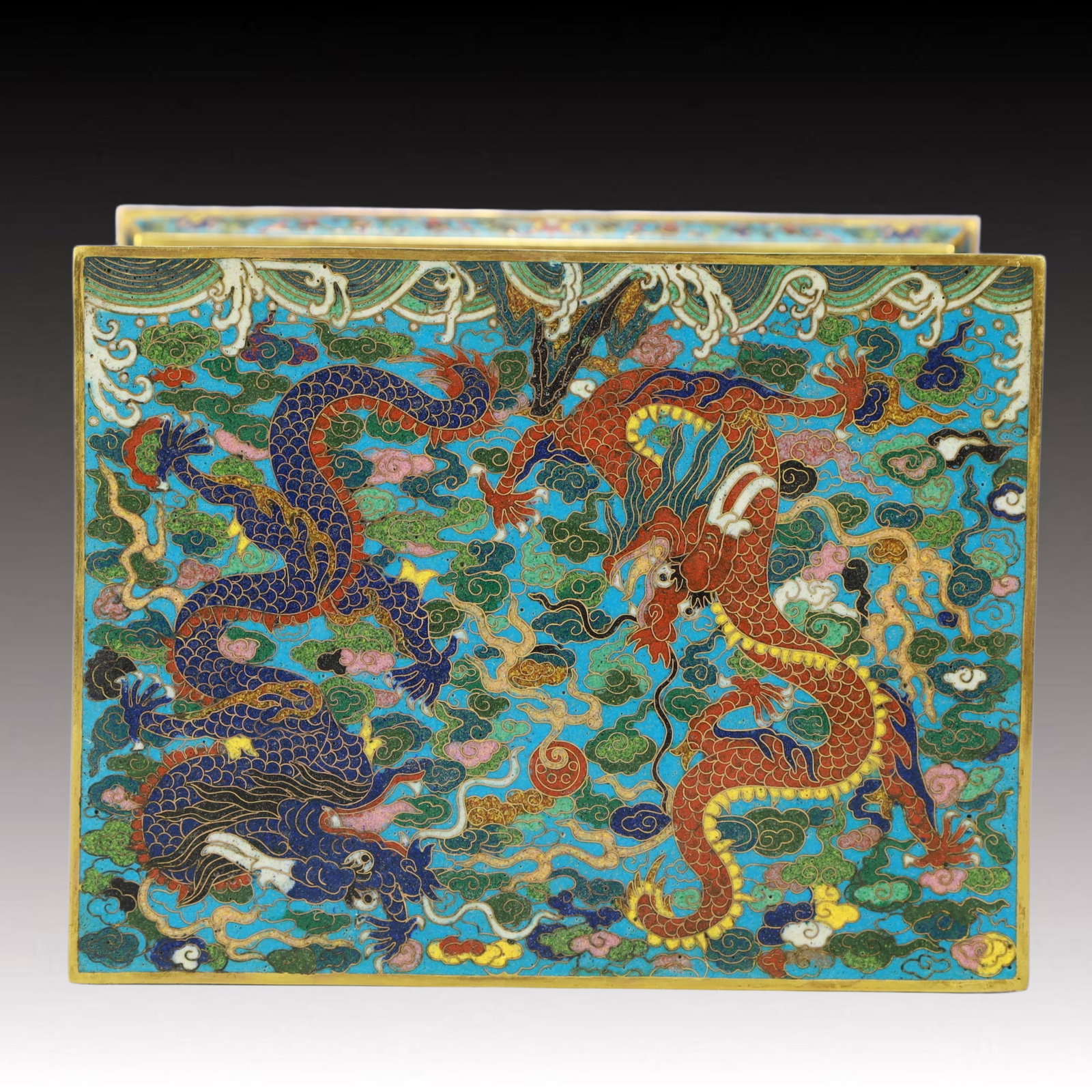 An Exquisite Cloisonne Auspicious Cloud and Dragon Pattern Box - 3