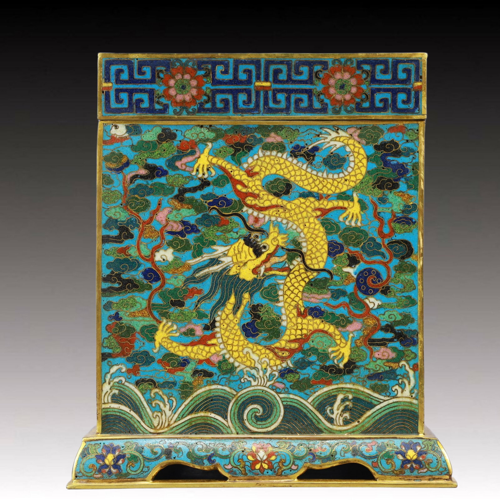 An Exquisite Cloisonne Auspicious Cloud and Dragon Pattern Box - 5