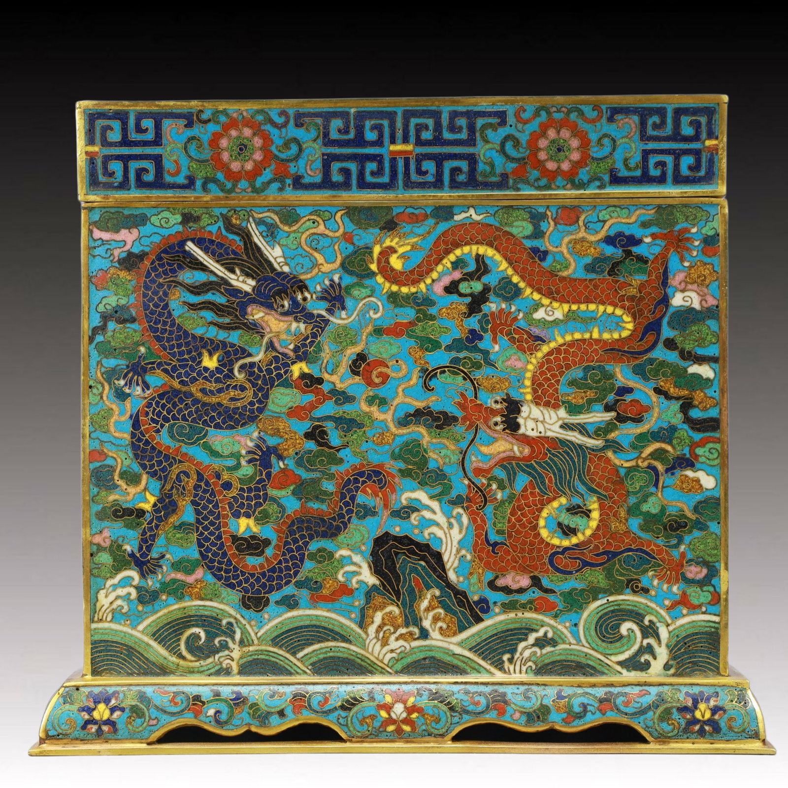 An Exquisite Cloisonne Auspicious Cloud and Dragon Pattern Box - 6