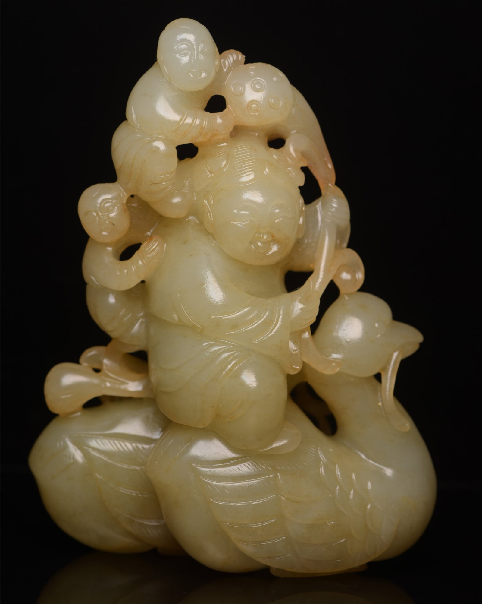 An Exquisite White Jade Figure Ornament: An Exquisite White Jade Figure Ornament,Qing Dynasty,China,Size:5.4inx3.9inx2.2in,Weight:606g 白玉人物摆件,中国清代