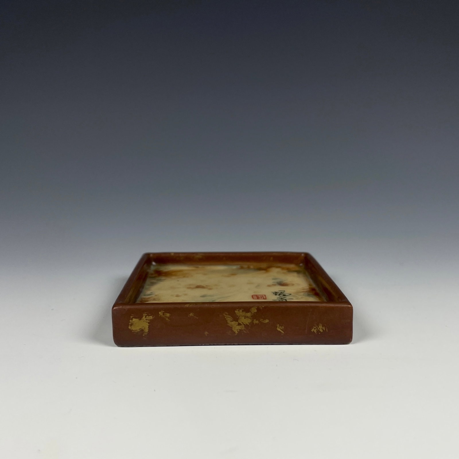 An Exquisite Marble Glazed Brush Washer: An Exquisite Marble Glazed Brush Washer,Qing Dynasty,China,Qianlong Four-character Mark,Size:0.4inx2.8in
